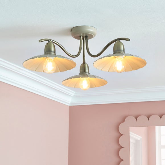 Click to view product details and reviews for Maya Scallop 3 Light Semi Flush Ceiling Light.