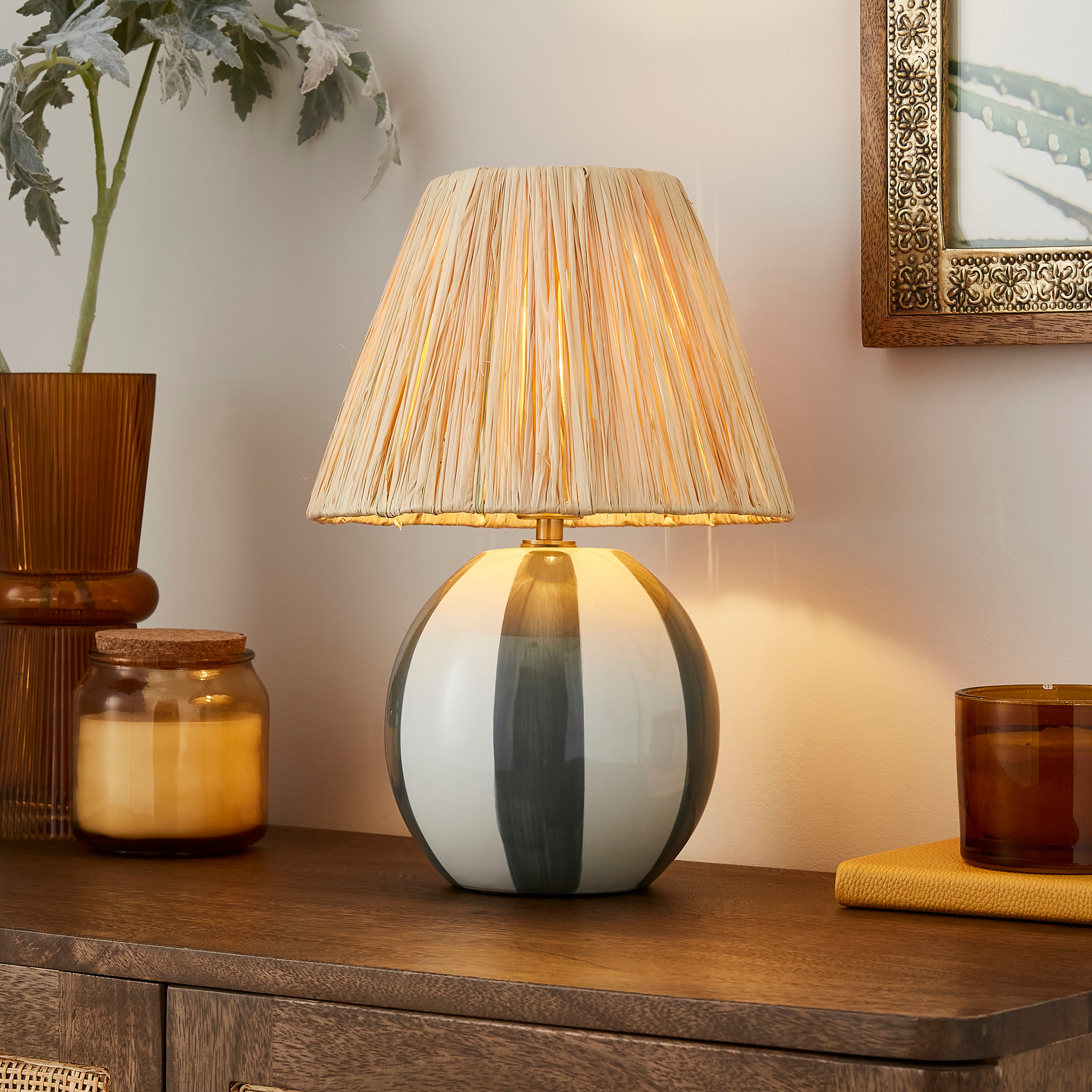 Mirabelle Round Striped Table Lamp