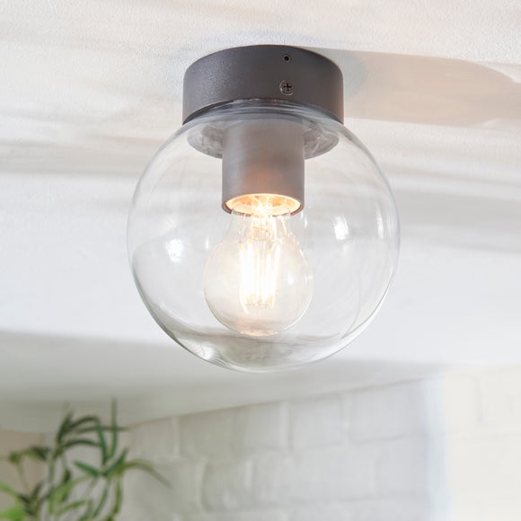 Click to view product details and reviews for Sligo Smoked Industrial Outdoor Bathroom Flush Ceiling Light.