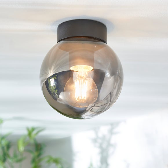 Click to view product details and reviews for Sligo Smoked Industrial Outdoor Bathroom Flush Ceiling Light.