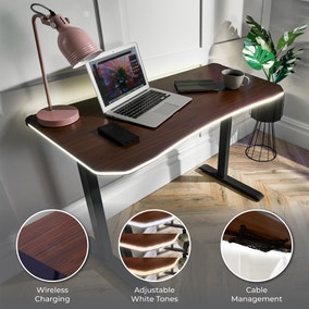 XR Living Oka Office Desk with LED Lights and Wireless Charging