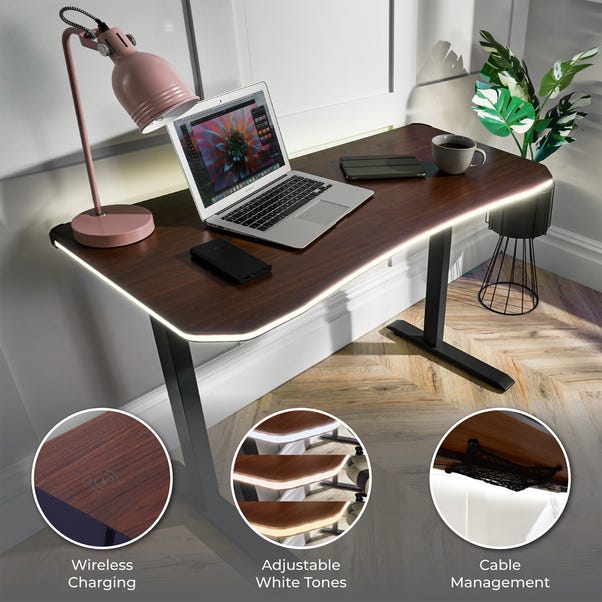 X Rocker Living Woodgrain Desk with Wireless Charging, 140x60cm image 1 of 10