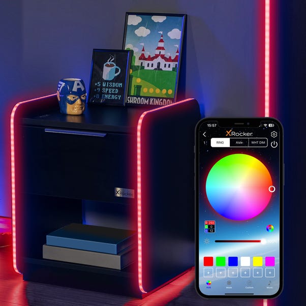 Electra Bedside Table with Wireless Charging and LED Lights image 1 of 6