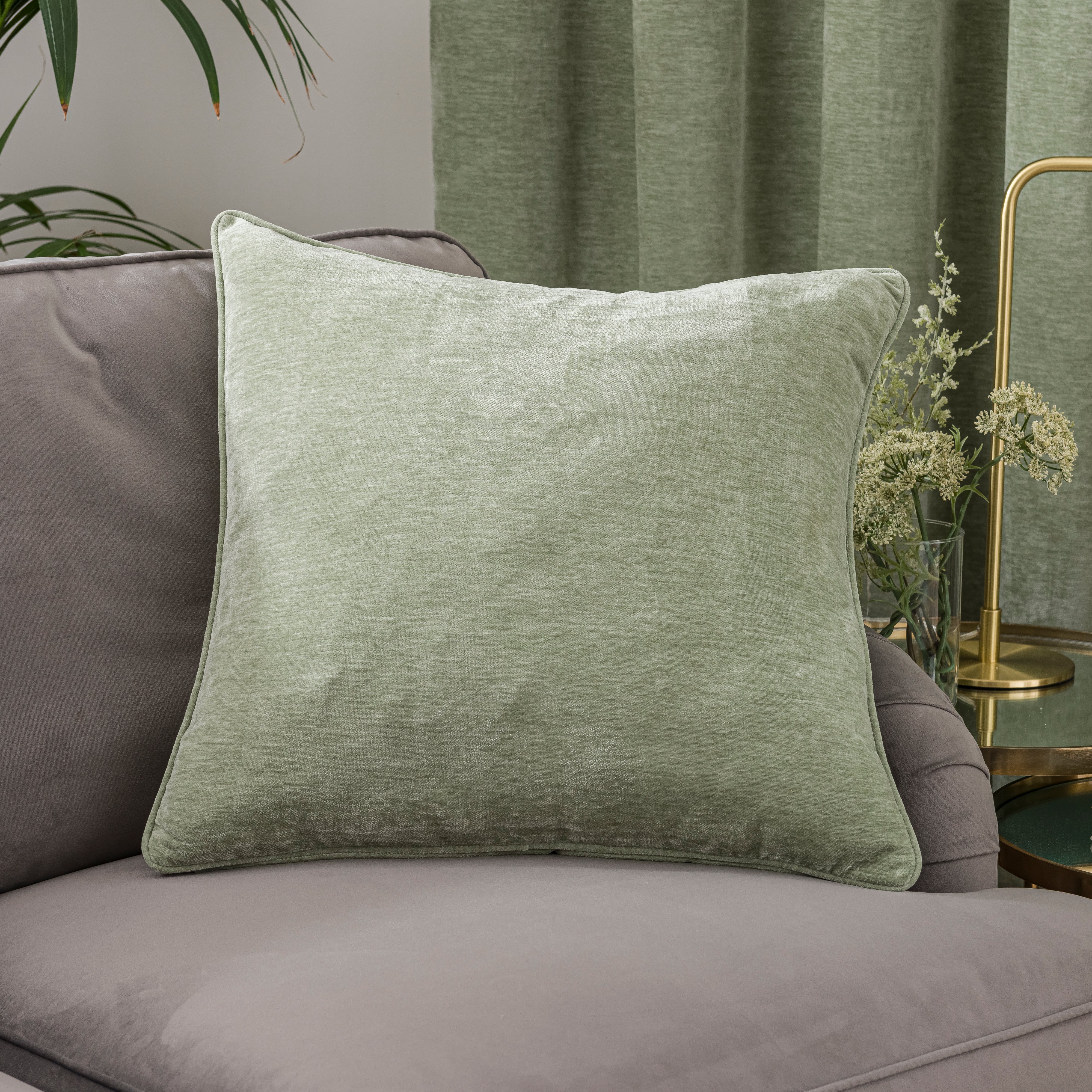 Vintage Chenille Square Cushion Sage