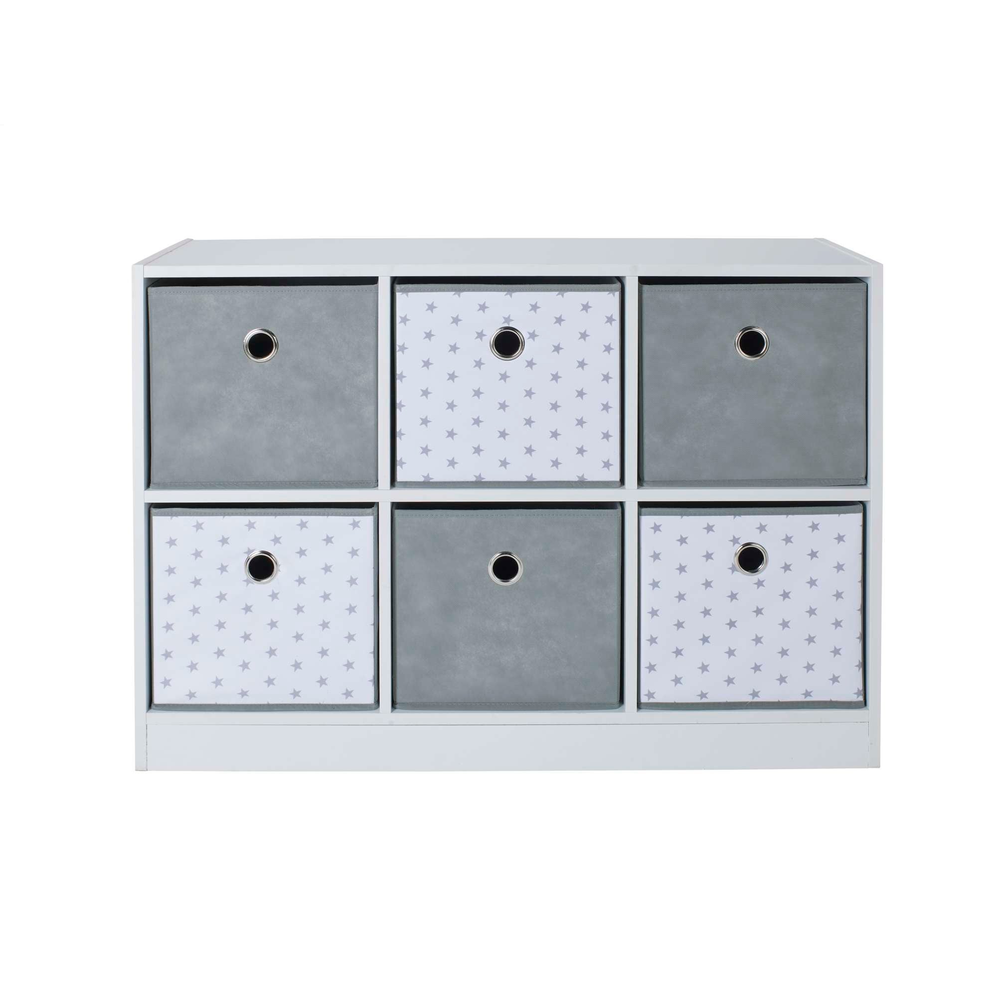 Llyod Pascal 6 Cube Shelving Unit, Grey Stars