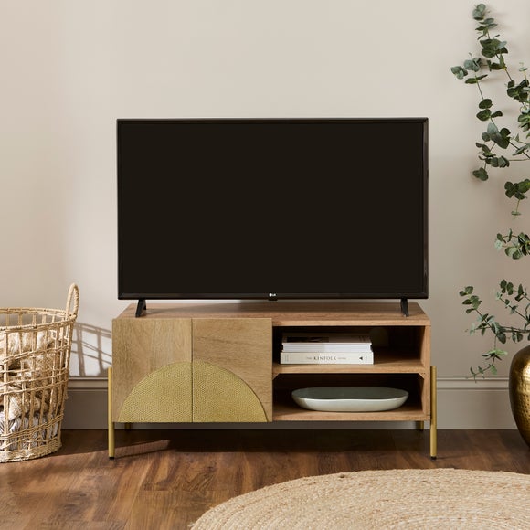 Click to view product details and reviews for Zaneta Small Tv Unit For Tvs Up To 42 Mango Wood And Brass.
