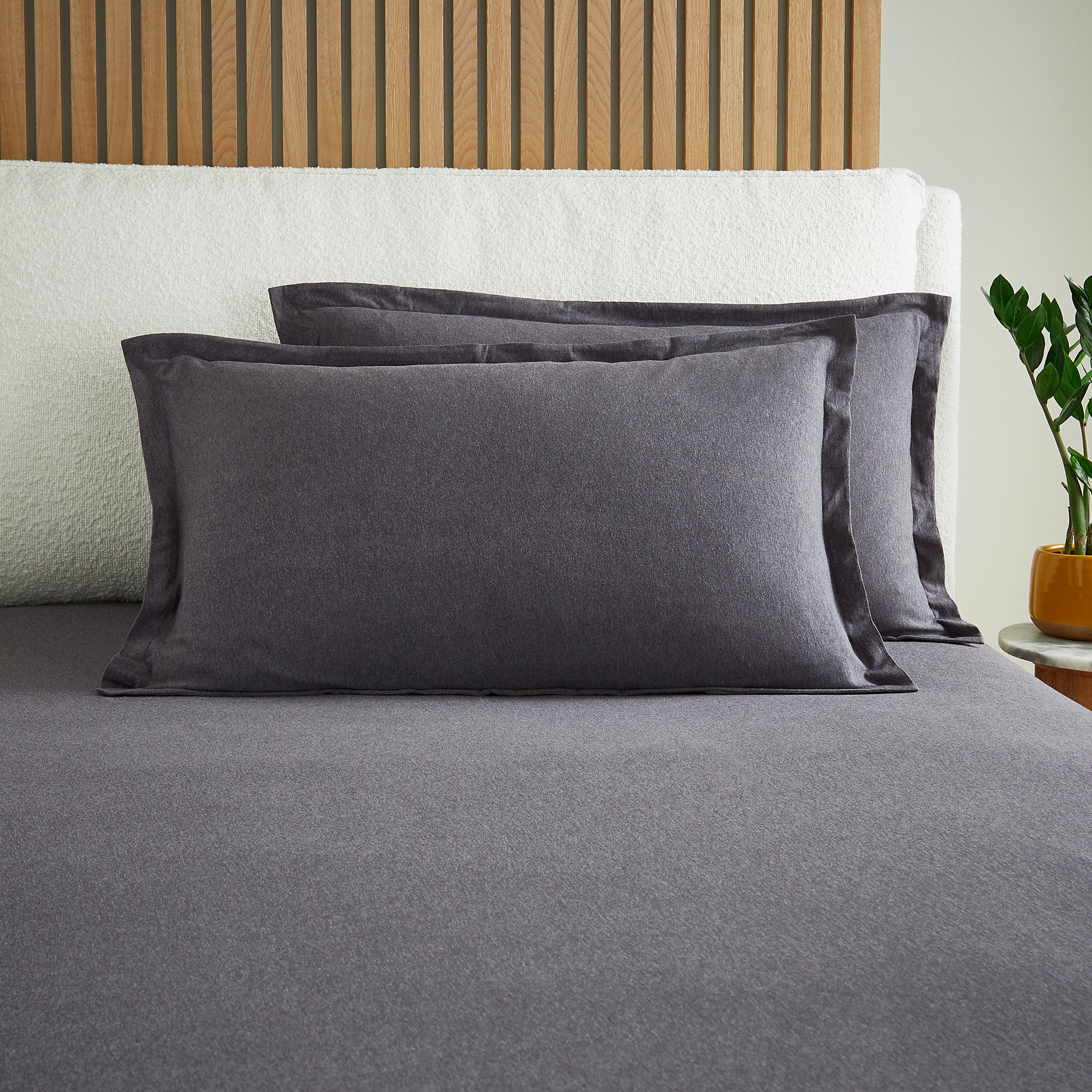 Elements Cotton Jersey Plainoxford Pillowcase Graphite Grey