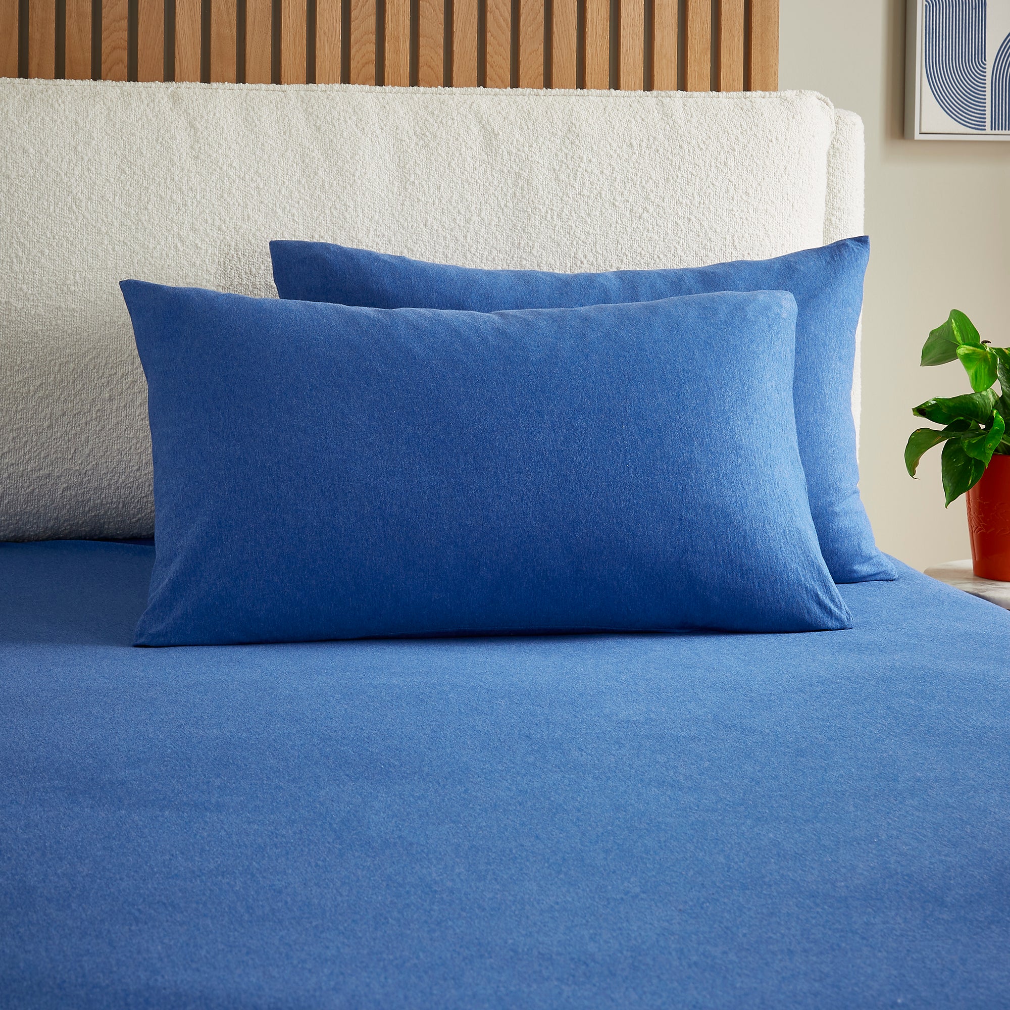 Elements Cotton Jersey Plainstandard Pillowcase Pair Classic Blue