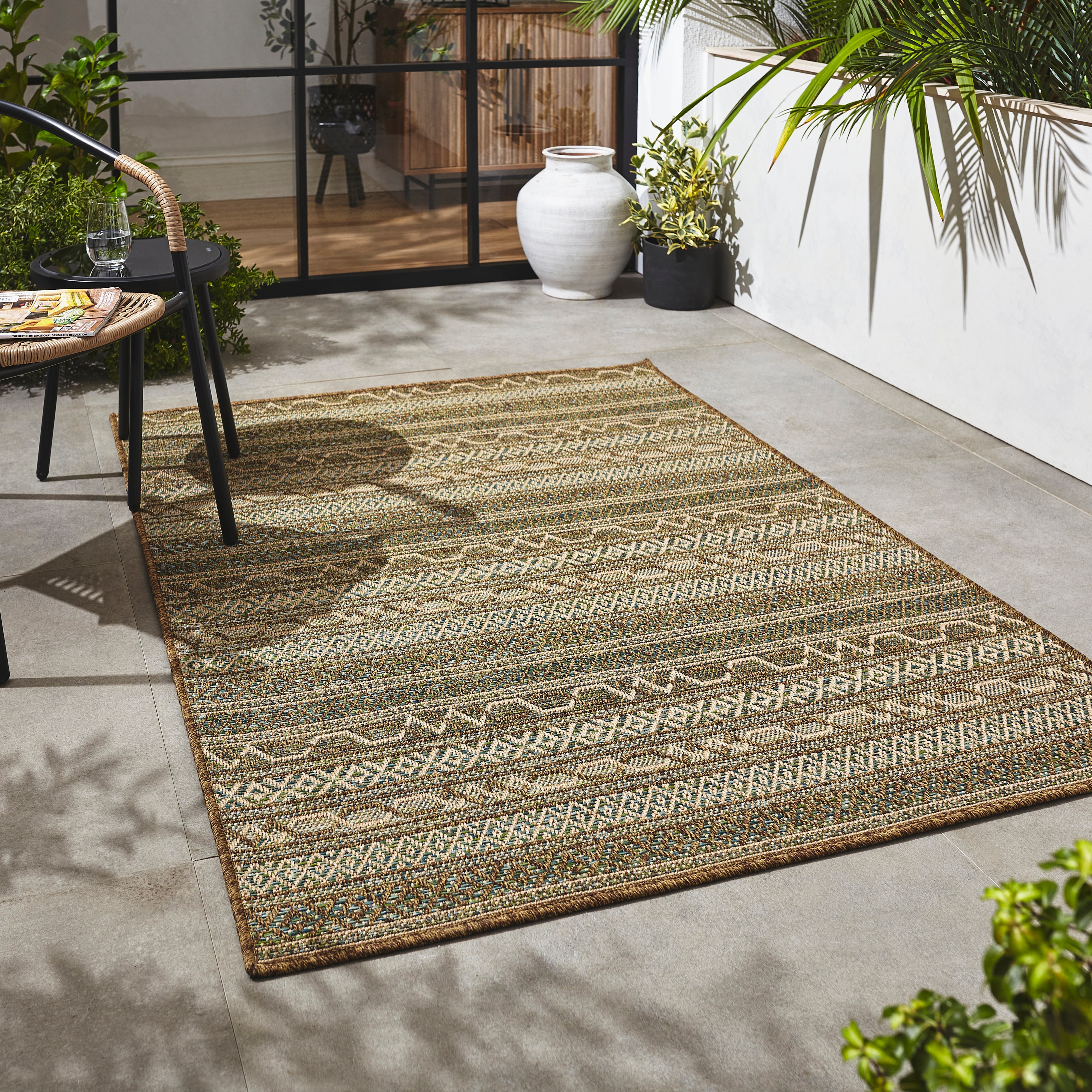 Panama Weave Green Indoor Outdoor Rug Natural