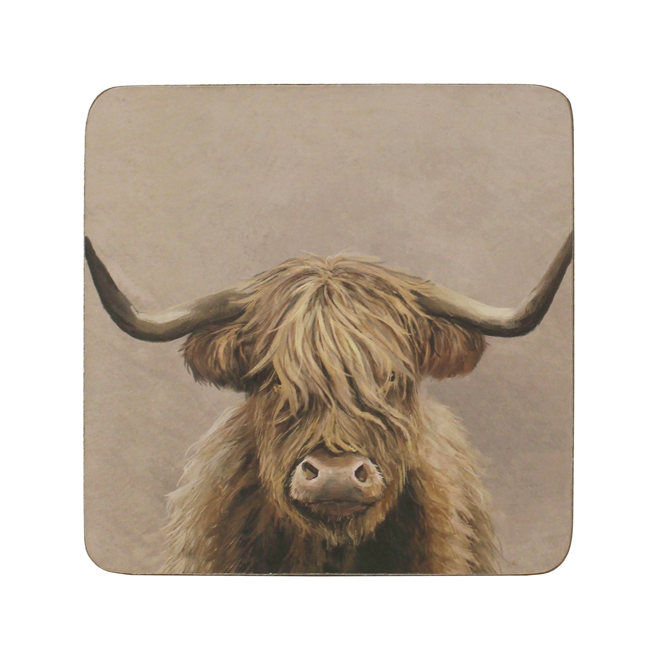 Pack of 4 Highland Cow Corkback Coasters