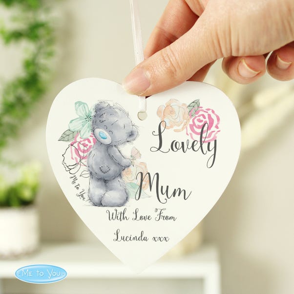 Personalised Me to You Floral Wooden Heart Decoration image 1 of 6