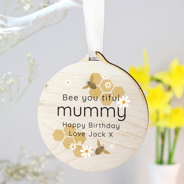Personalised Bee Round Wooden Decoration image 1 of 6