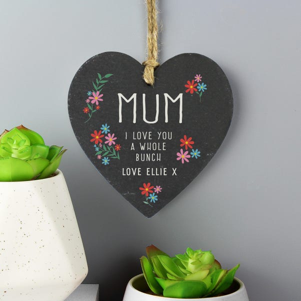 Personalised I Love You A Whole Bunch Hanging Slate Heart image 1 of 5