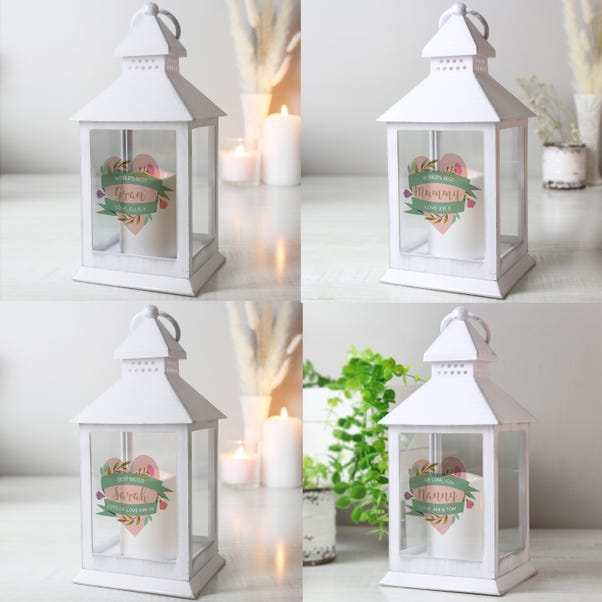 Personalised Floral Heart White Lantern image 1 of 6