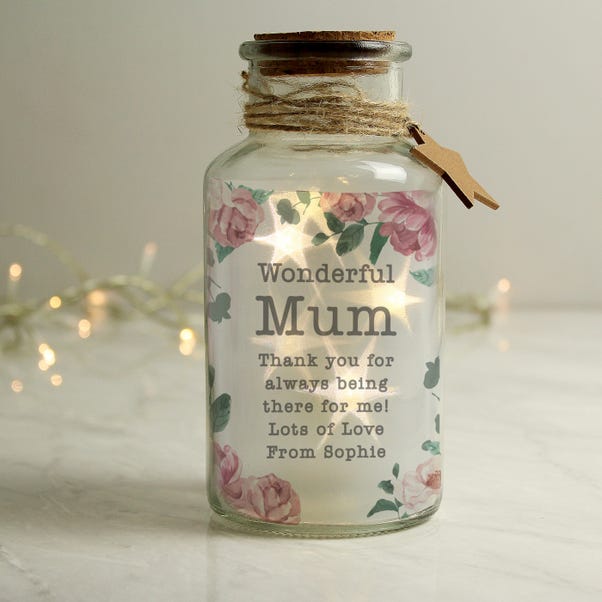 Personalised Floral Watercolour LED Glass Jar image 1 of 5