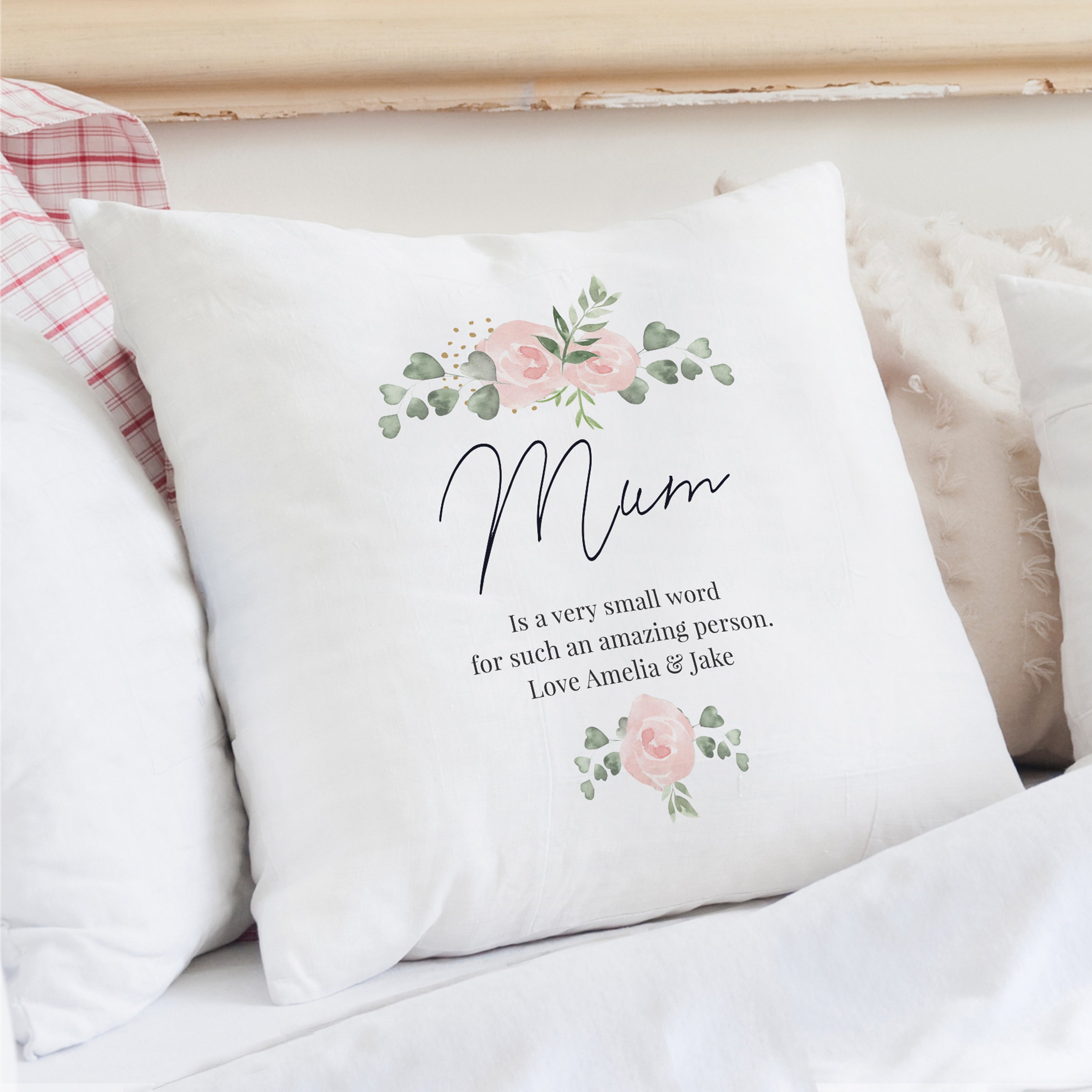 Personalised Abstract Rose Cream Cushion White