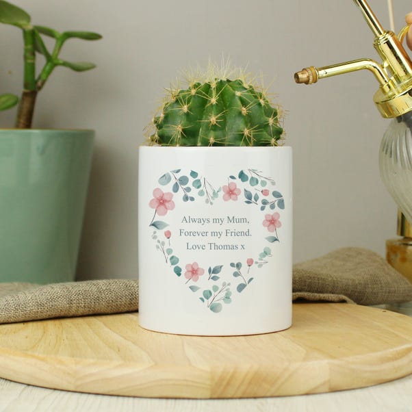 Personalised Floral Mum Heart Ceramic Plant Pot image 1 of 6