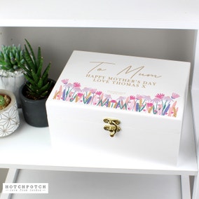 Personalised Wild Flower White Storage Box