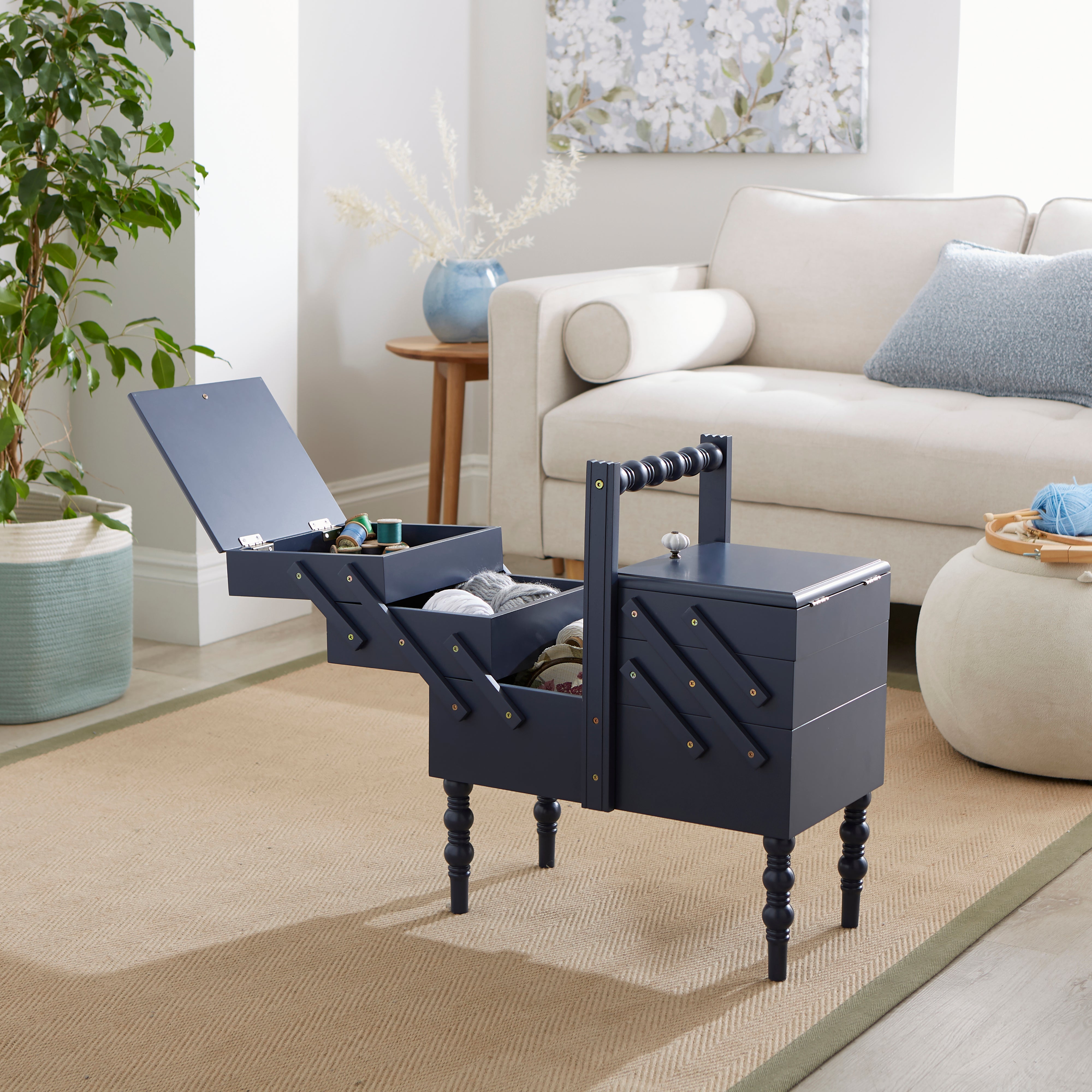 Pippin Cantilever Navy Standing Sewing Box