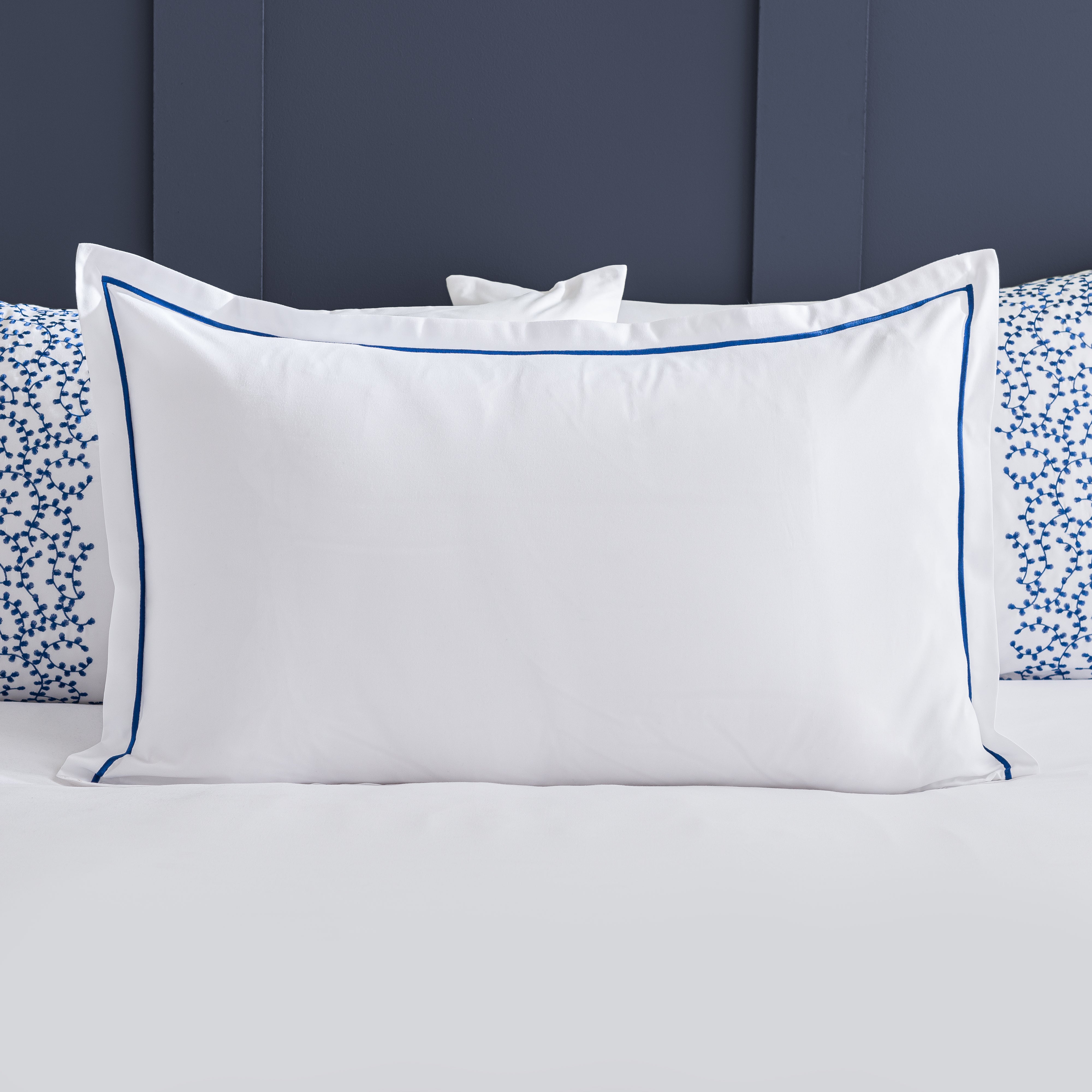 Kersey Embroidery Oxford Pillowcase Blue