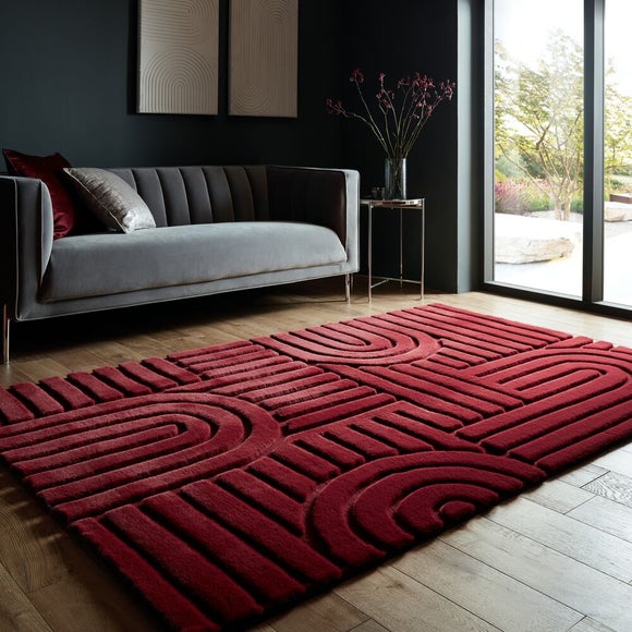 Supersoft Lush Geometric Fux Fur Arch Rug Mulberry