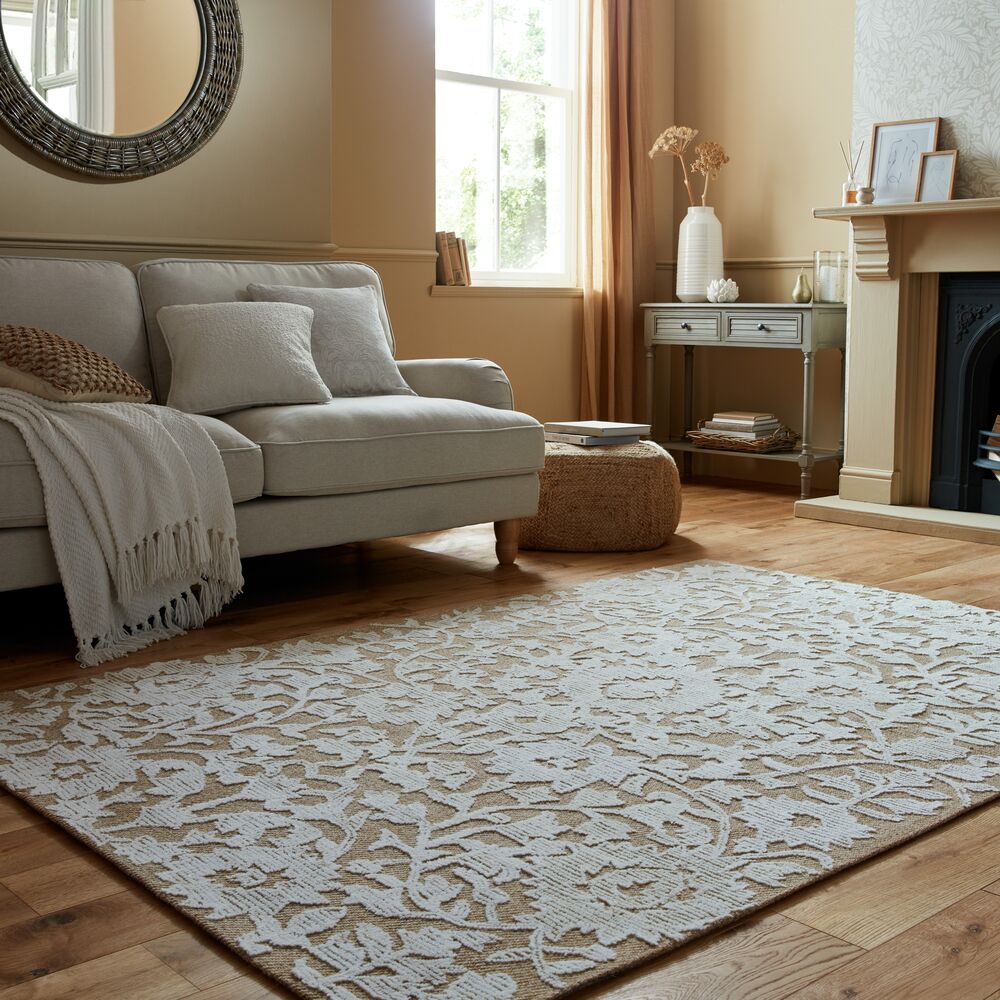 Churchgate Bradmore Floral Wool Rug Natural