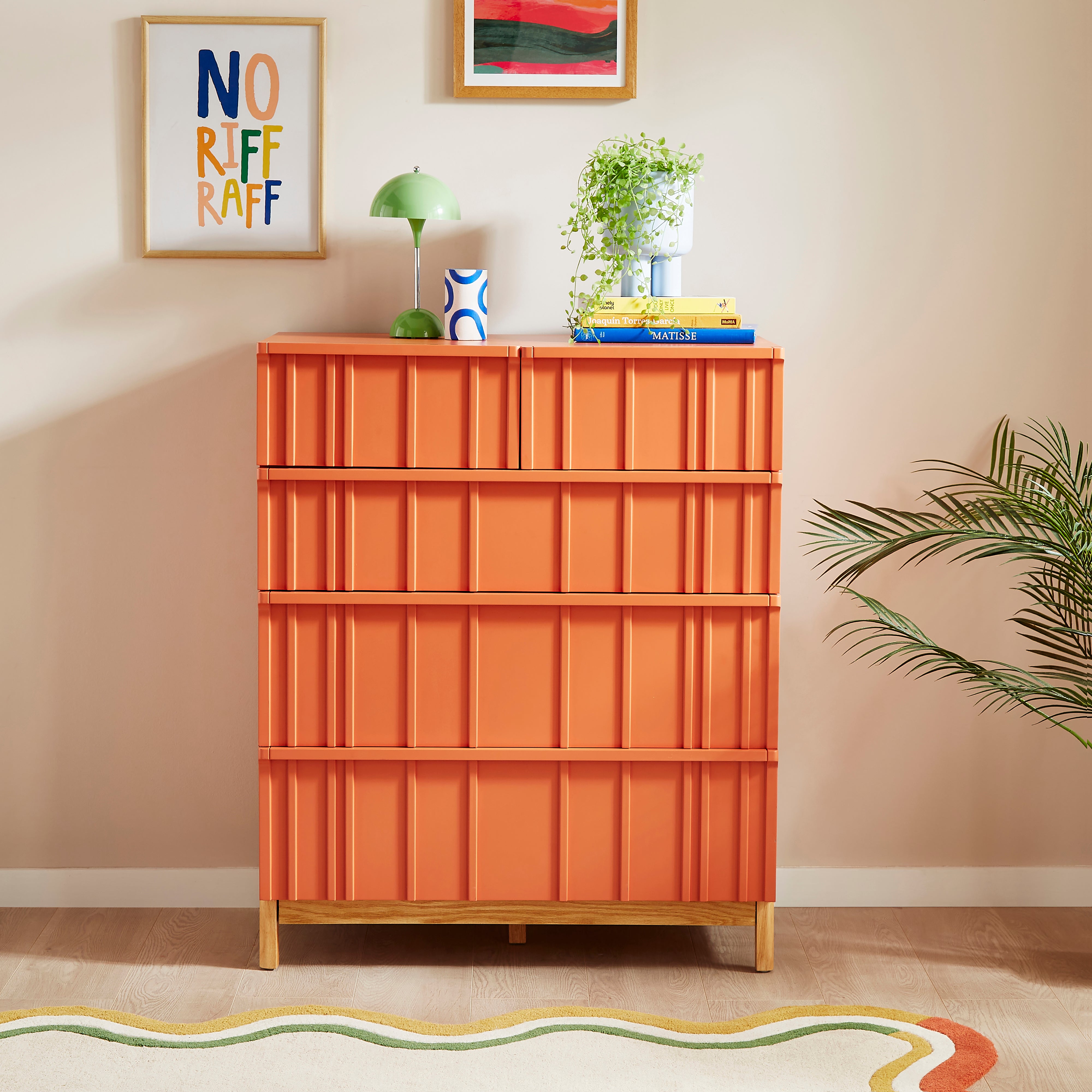 Elements Thompson Tall 5 Drawer Chest Burnt Orange