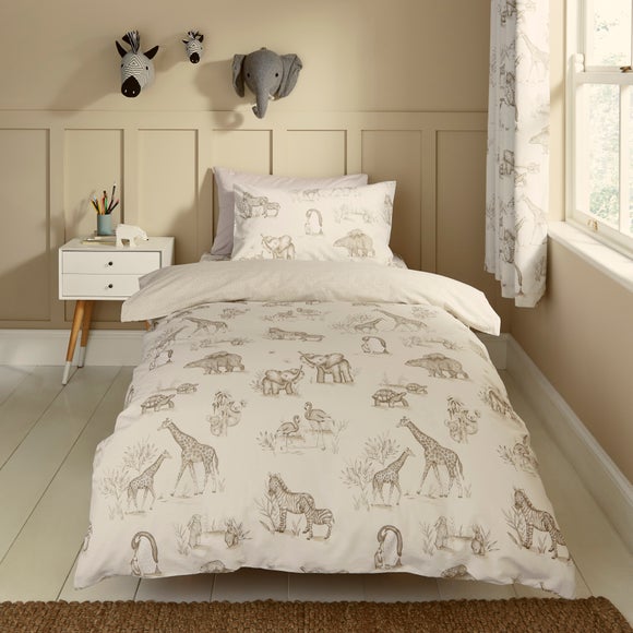 Sketched Animal Duvet Cover And Pillowcase Set