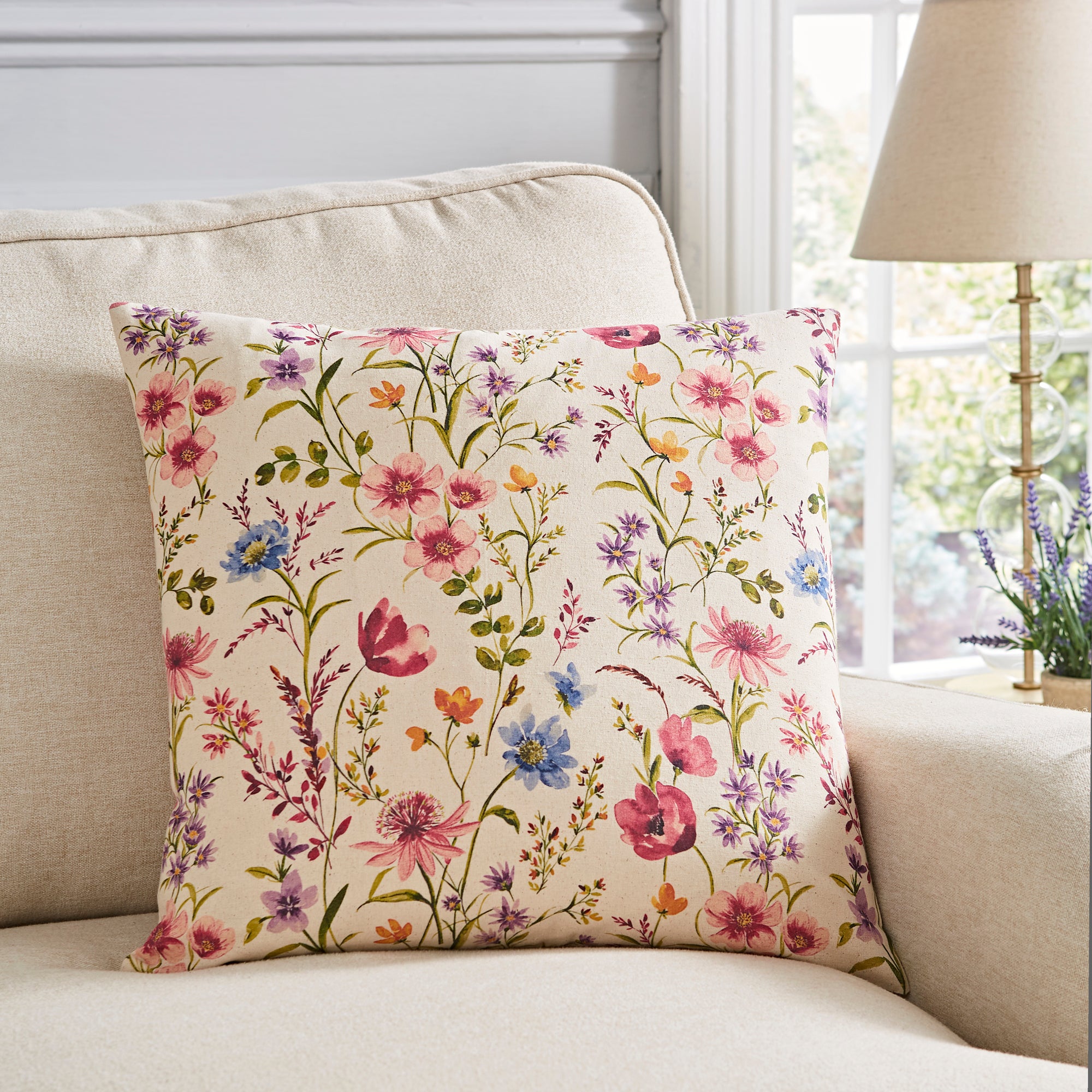 Foxley Floral Square Cushion Multicoloured