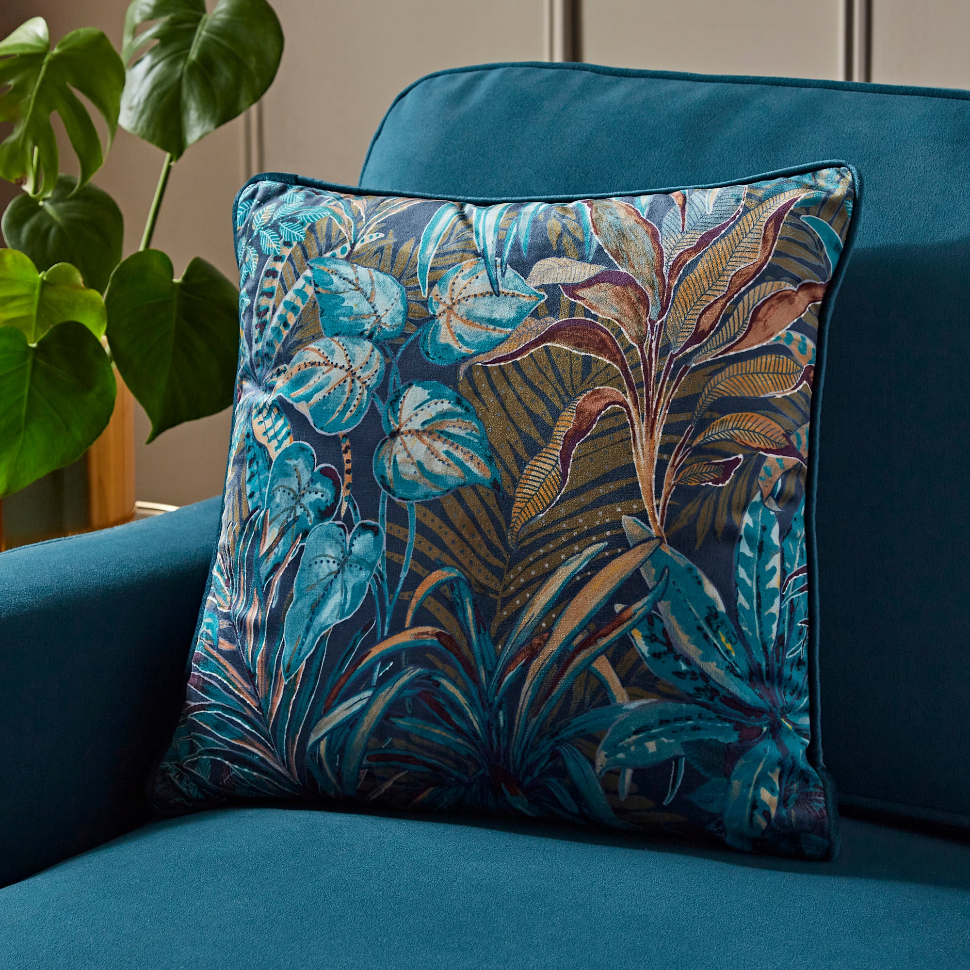 Leilani Square Cushion Cover Peacock