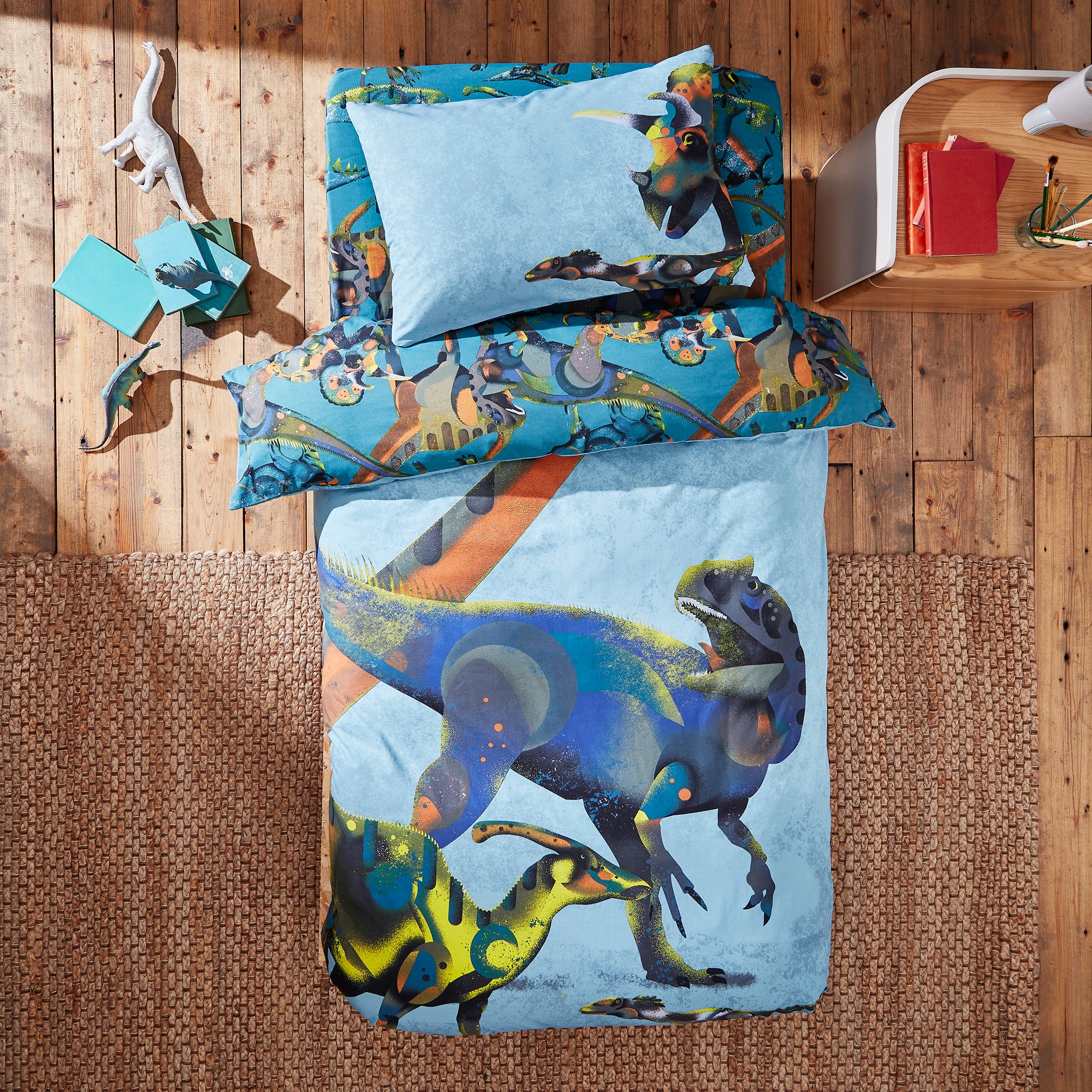 Age Of Dinosaurs Duvet Cover And Pillowcase Set Blue