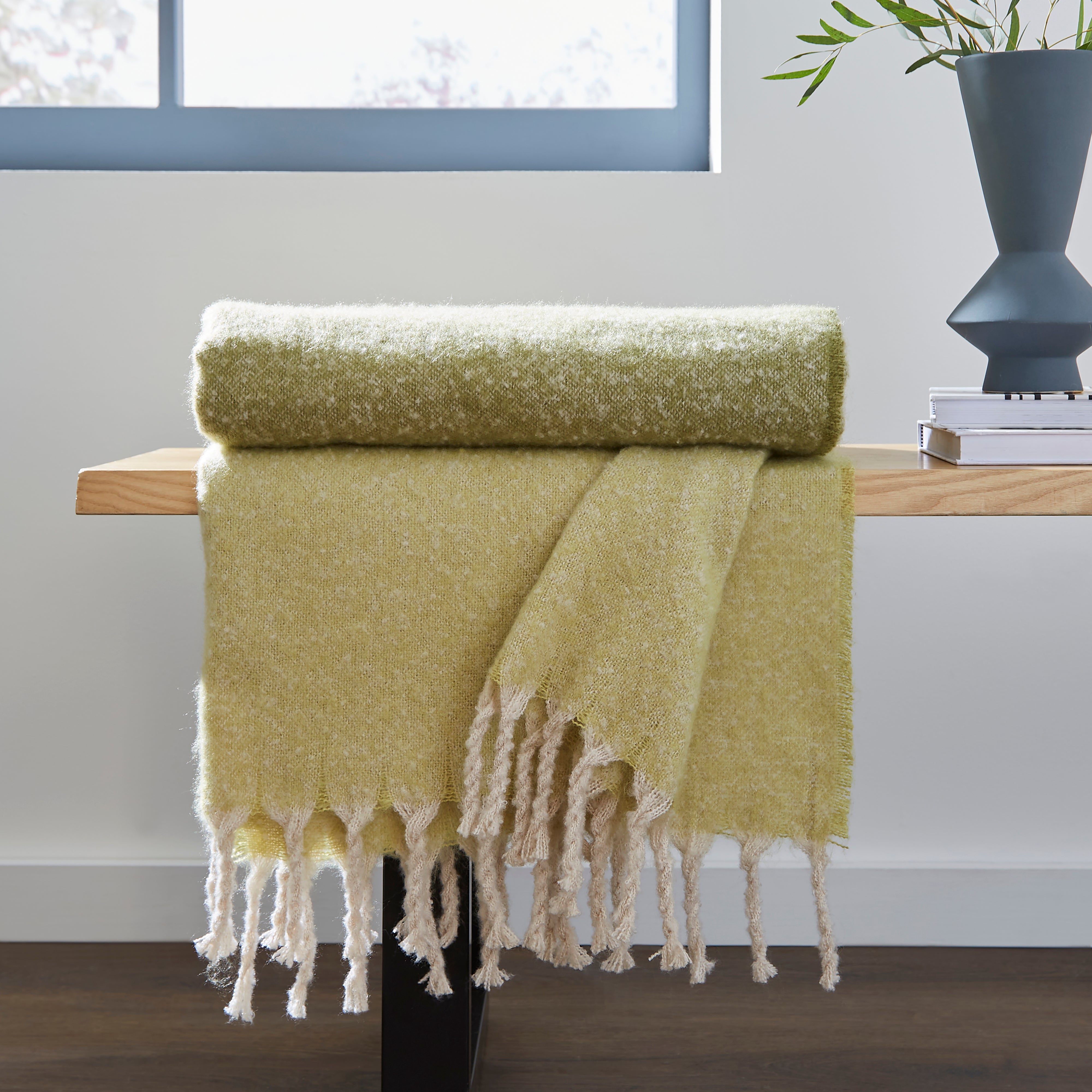 Ombre Mohair Throw 130x180cm Olive Green