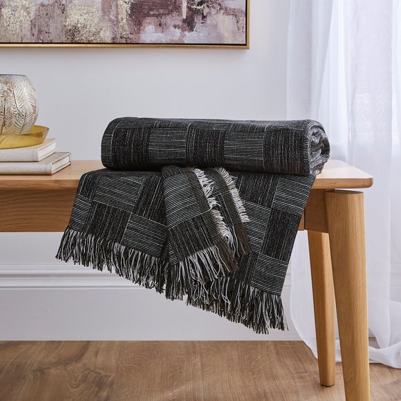 Dunelm black throw sale