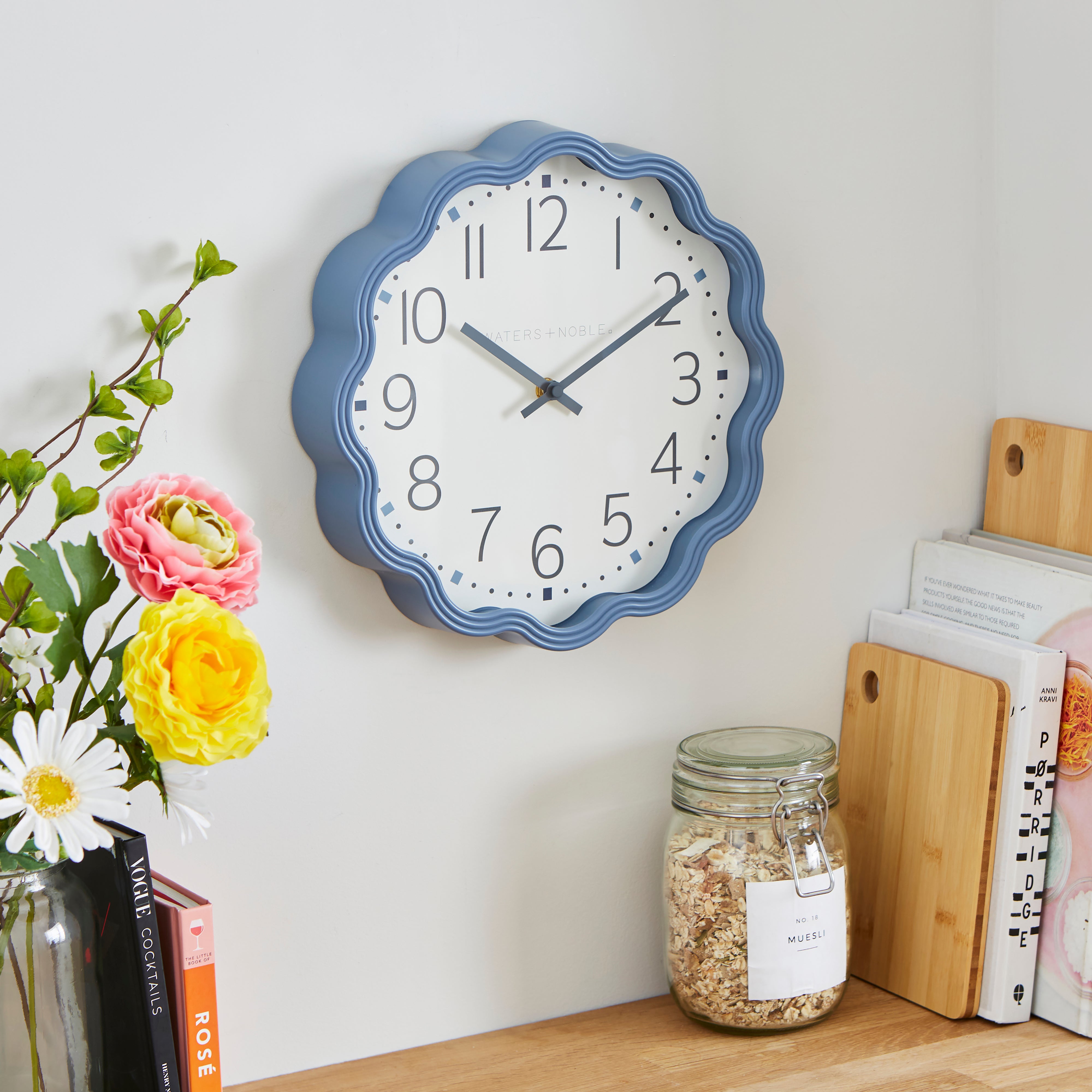 Wavy Silent Wall Clock Blue