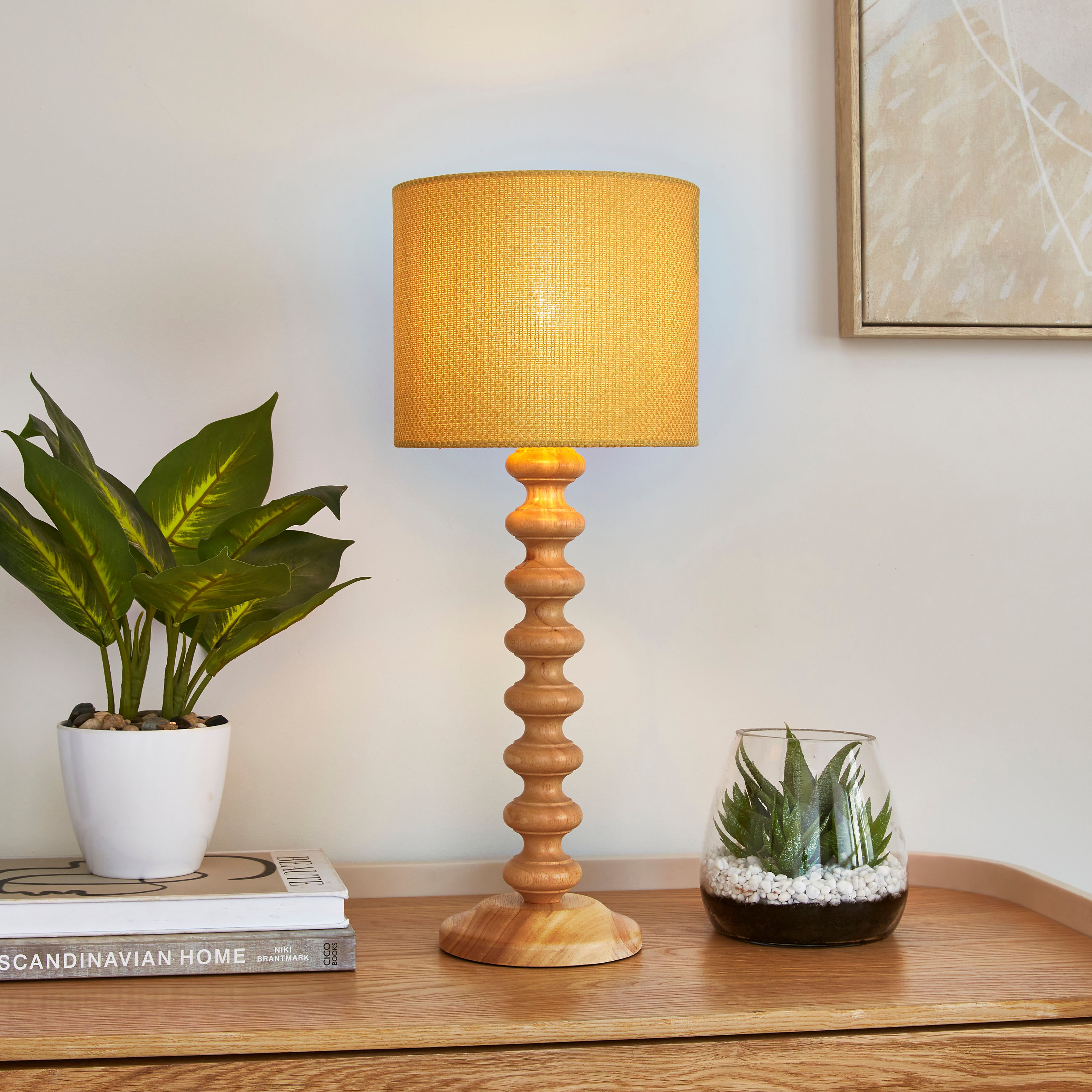 Barkweave Drum Lamp Shade Ochre Yellow