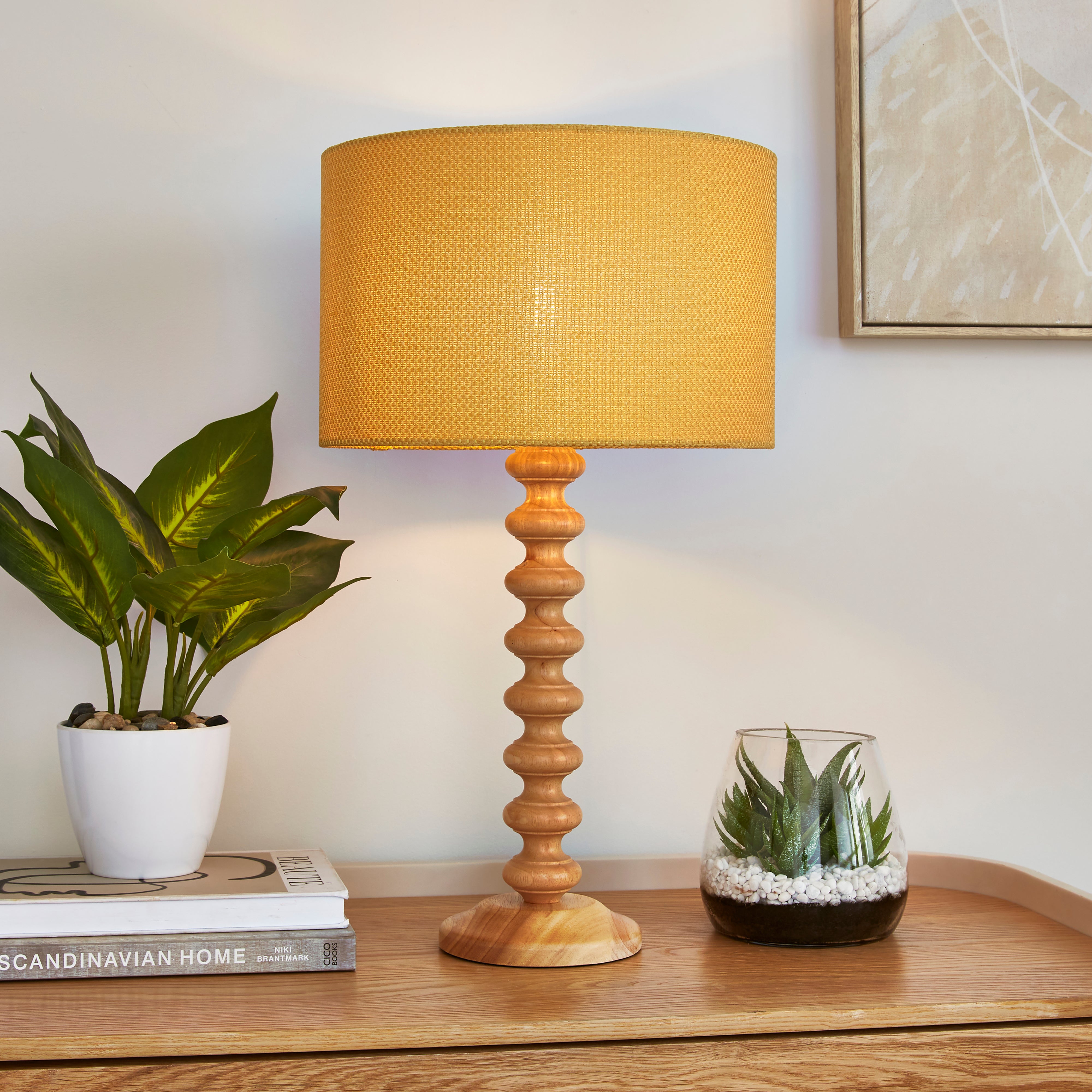 Barkweave Easy Fit Drum Lamp Shade Ochre Yellow