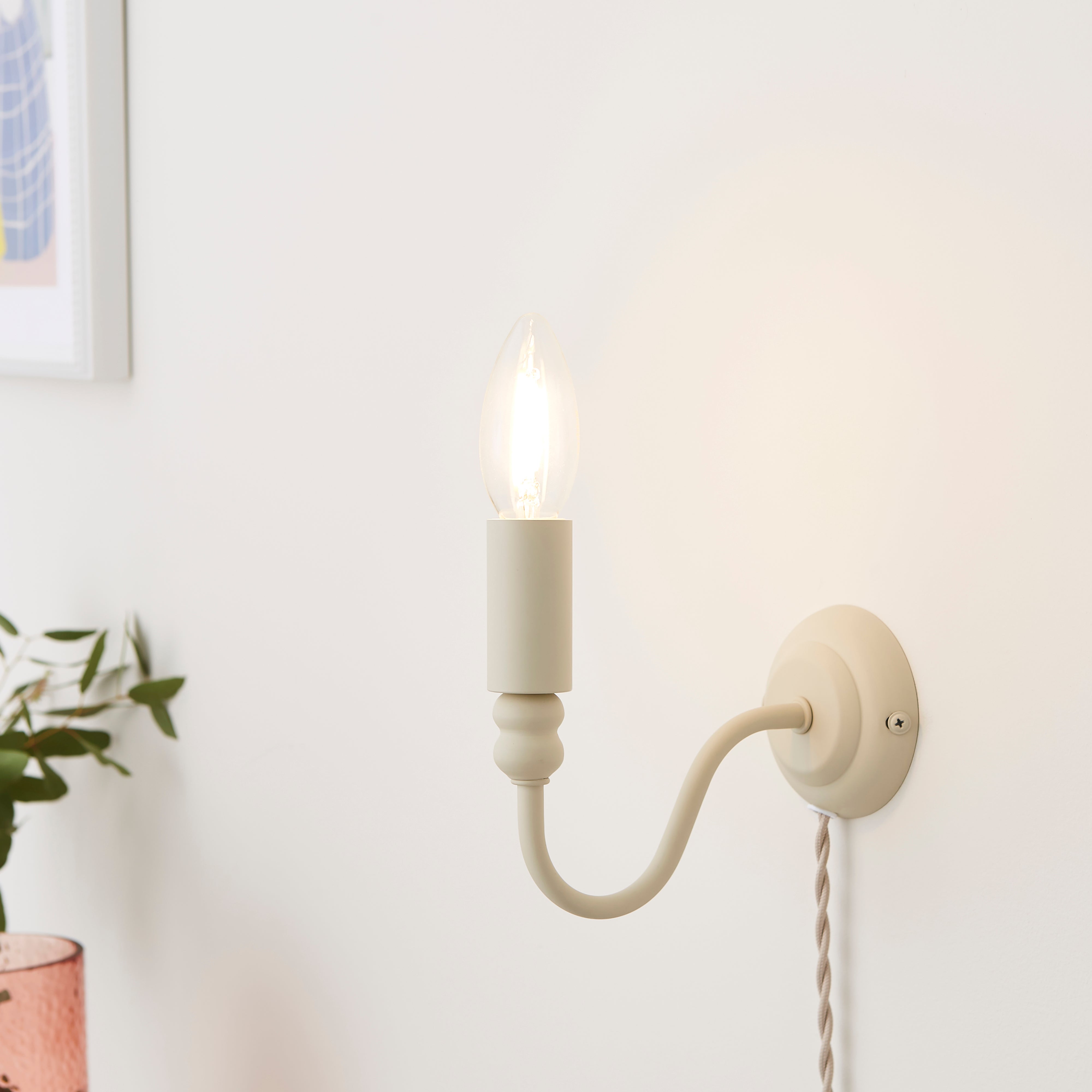 Pride And Joy Easy Fit Plug In Wall Light Off White