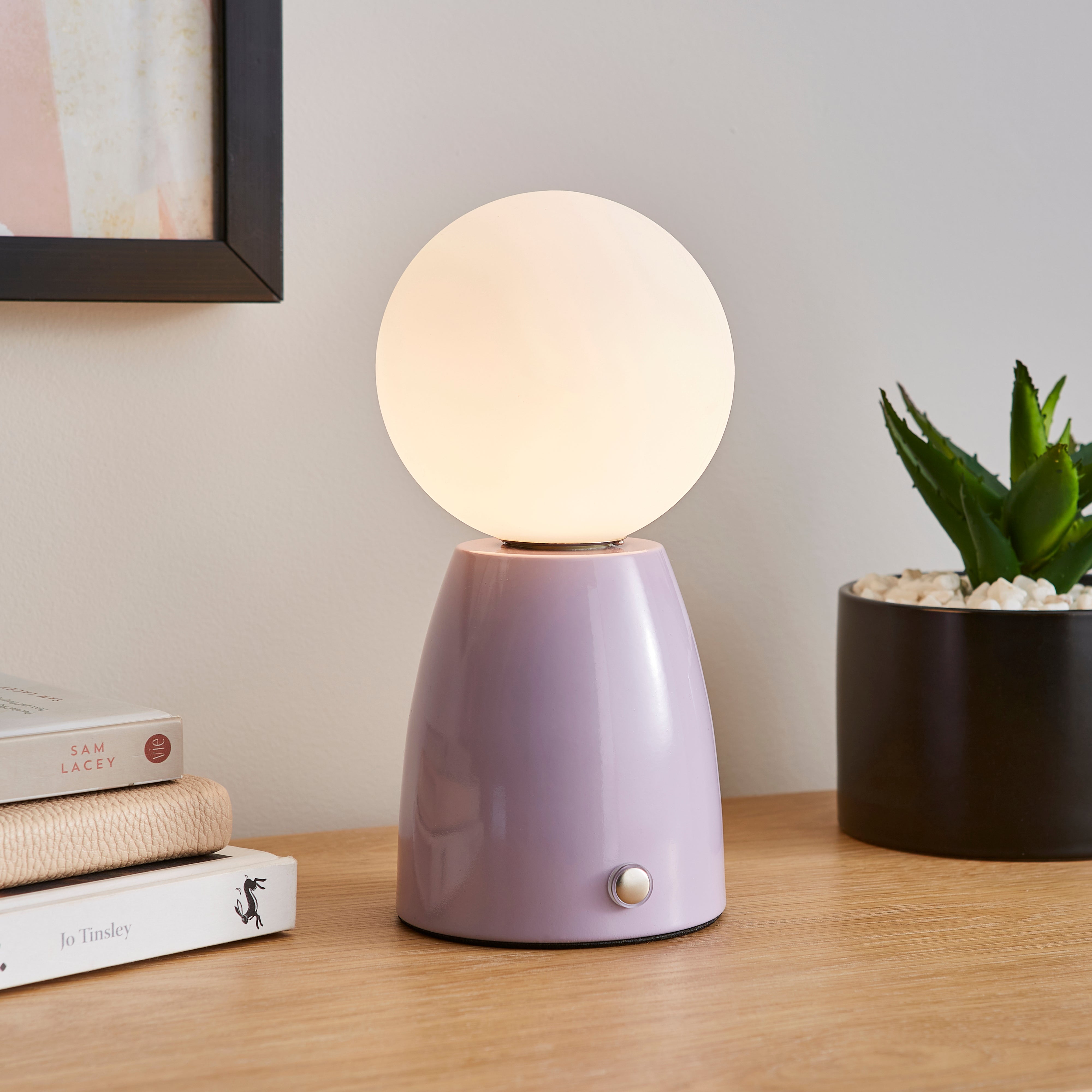 Bod Magnetic Rechargeable Touch Dimmable Table Lamp Lilac Purple