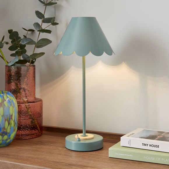 Remi Scalloped Rechargeable Metal Table Lamp Dunelm
