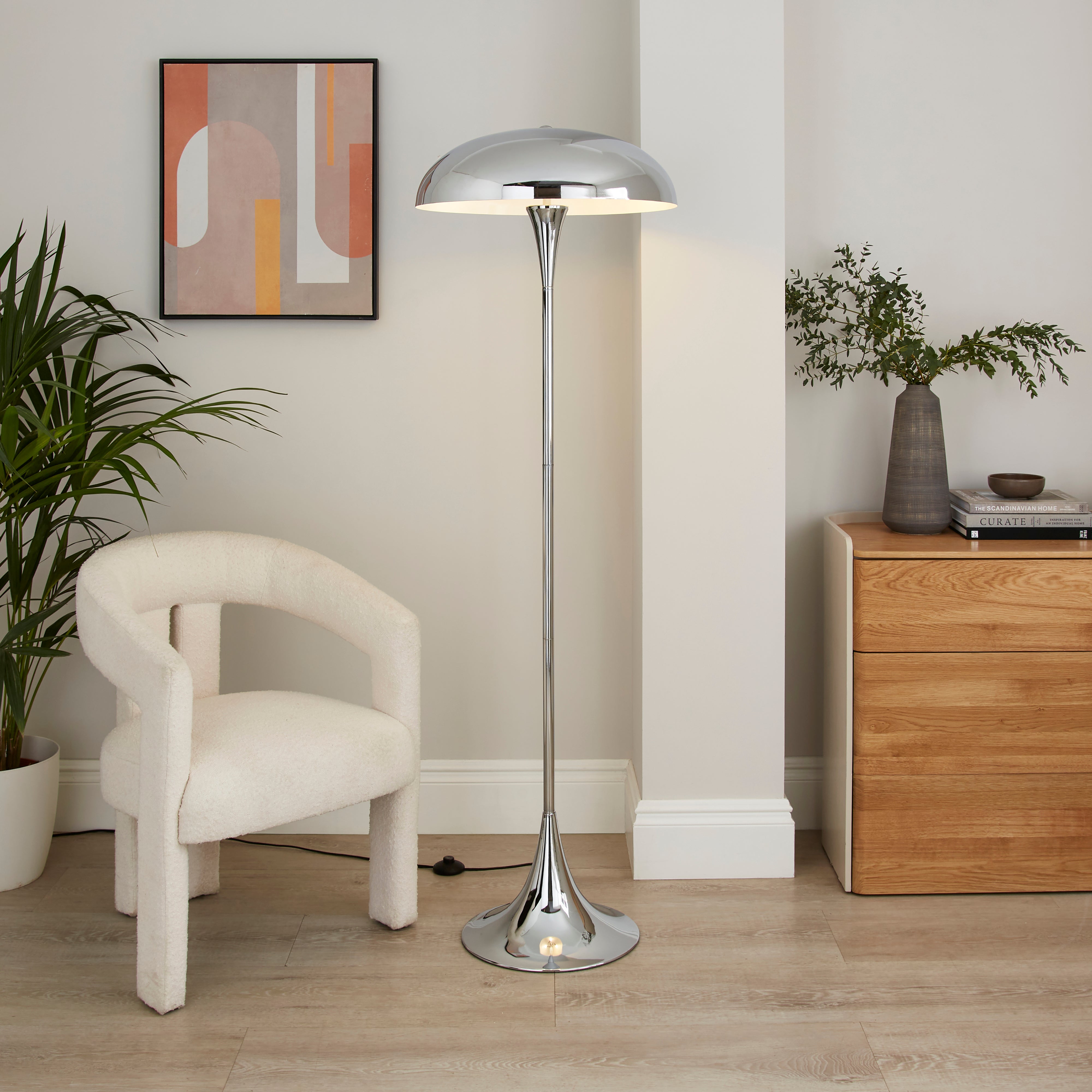 Elements Lennon Industrial 2 Light Floor Lamp Silver