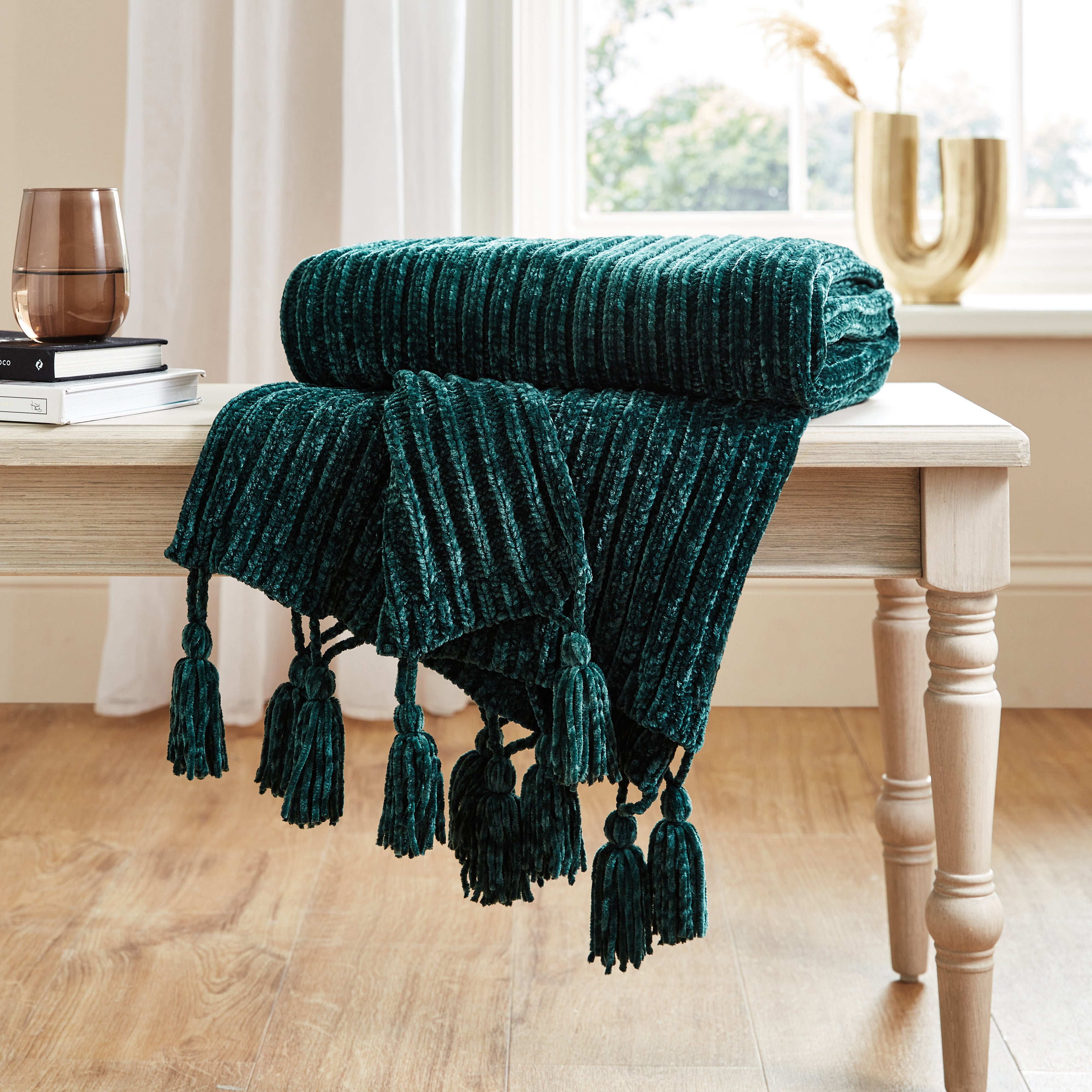 Chunky Chenille Throw 130x180cm Bottle Green