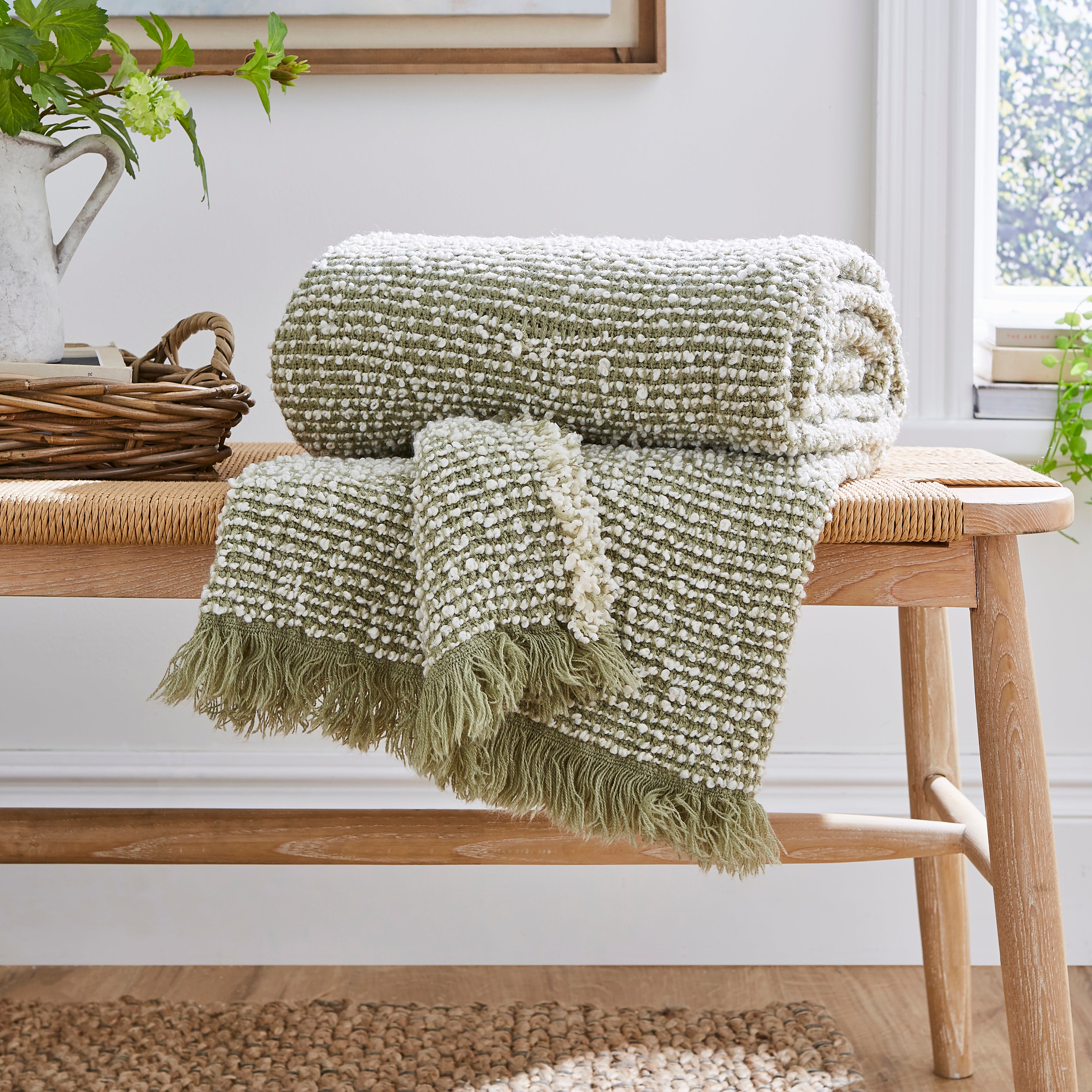 Kibworth Boucle Throw 130x180cm Sage Green