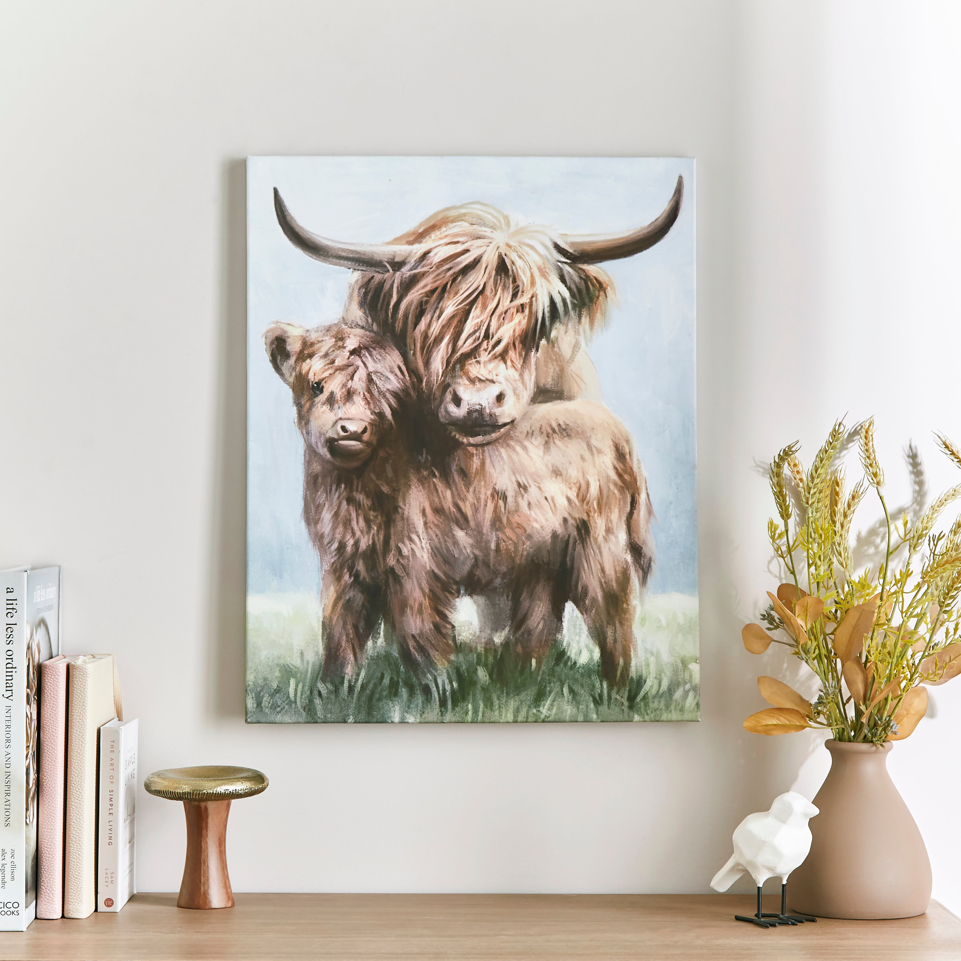 Highland Cow and Baby Canvas