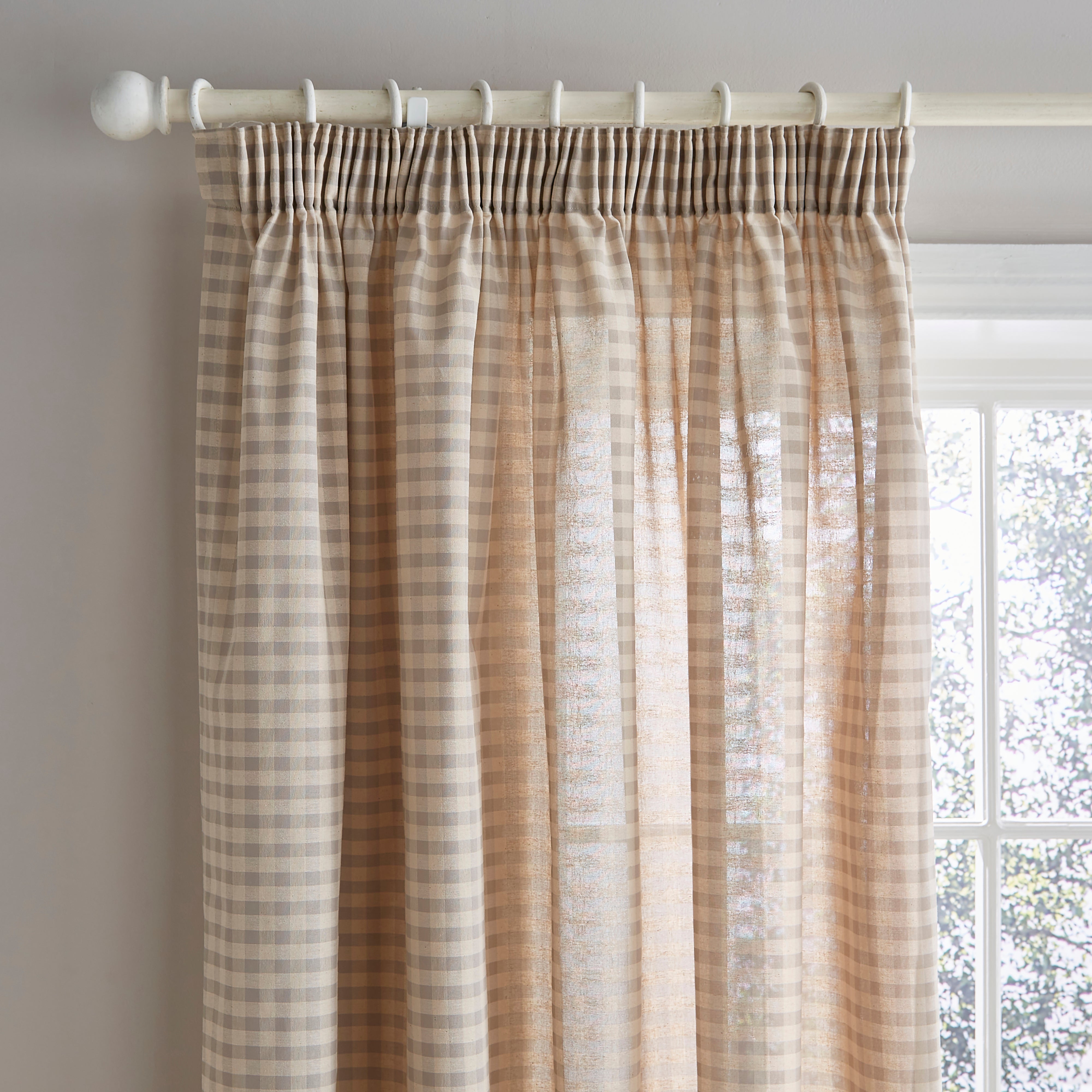 Gingham Unlined Pencil Pleat Curtains