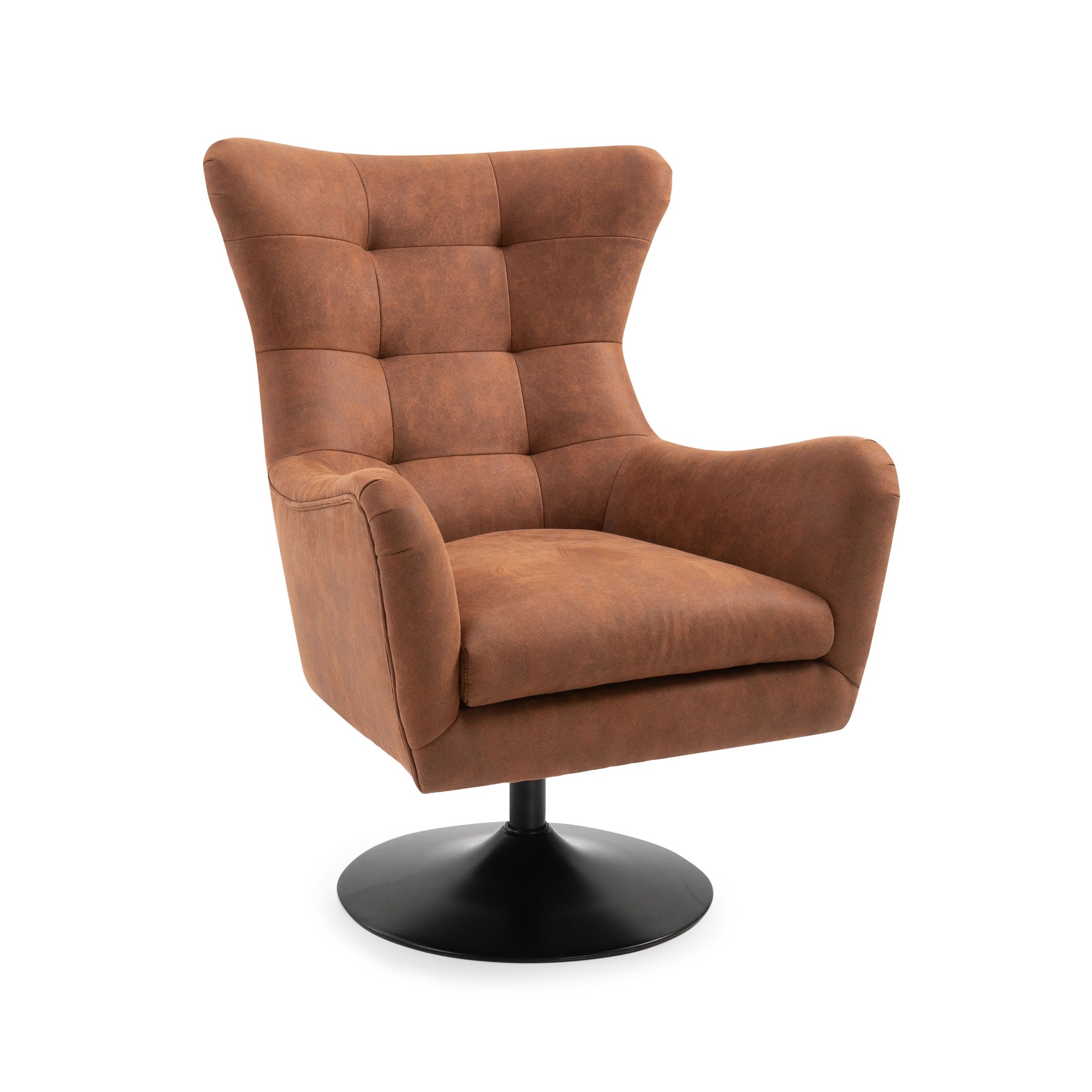 Roan Microsuede Swivel Chair Tan