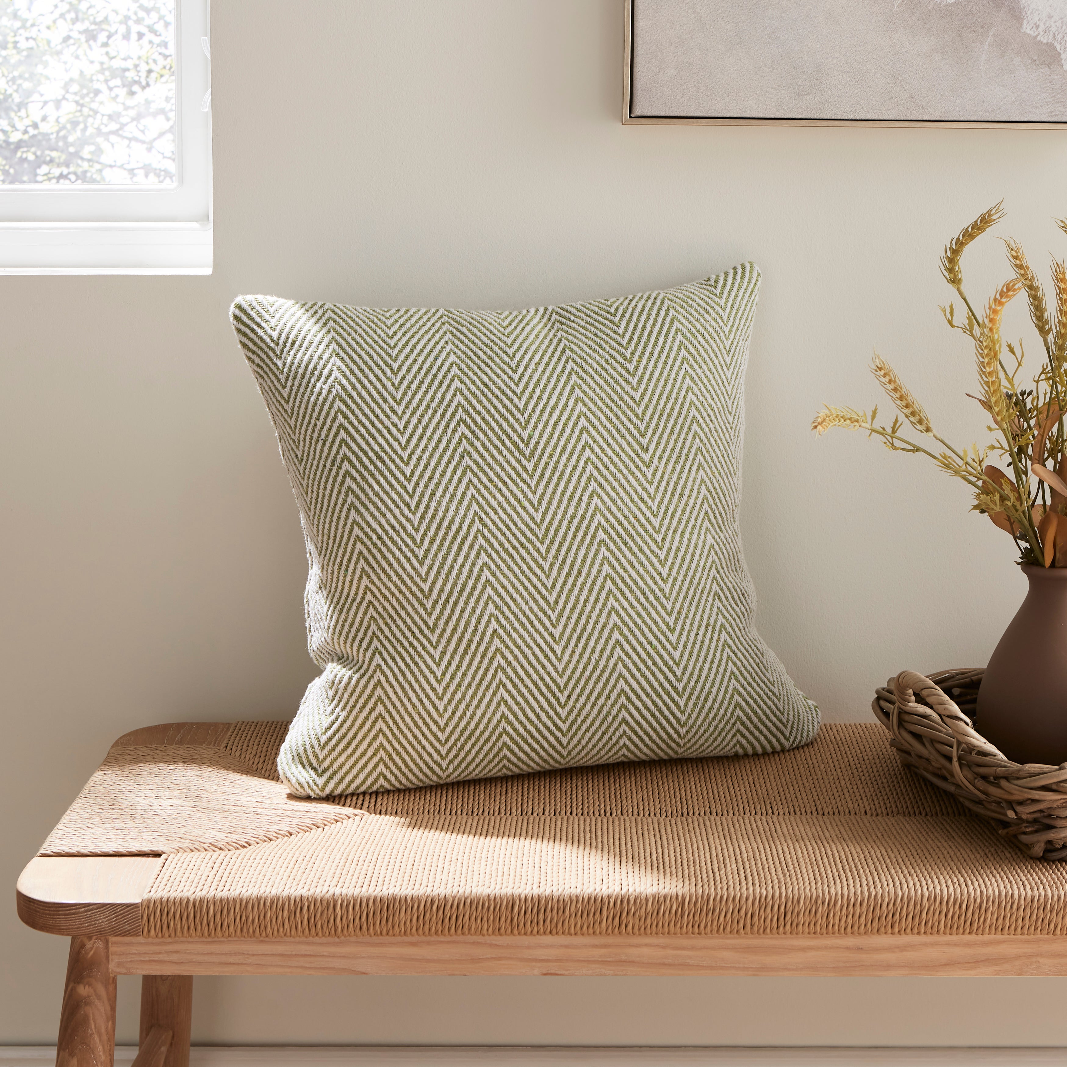 Jenson Herringbone Cushion Fern