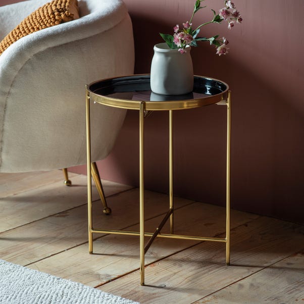 Verona Side Table, Gold and Black image 1 of 7