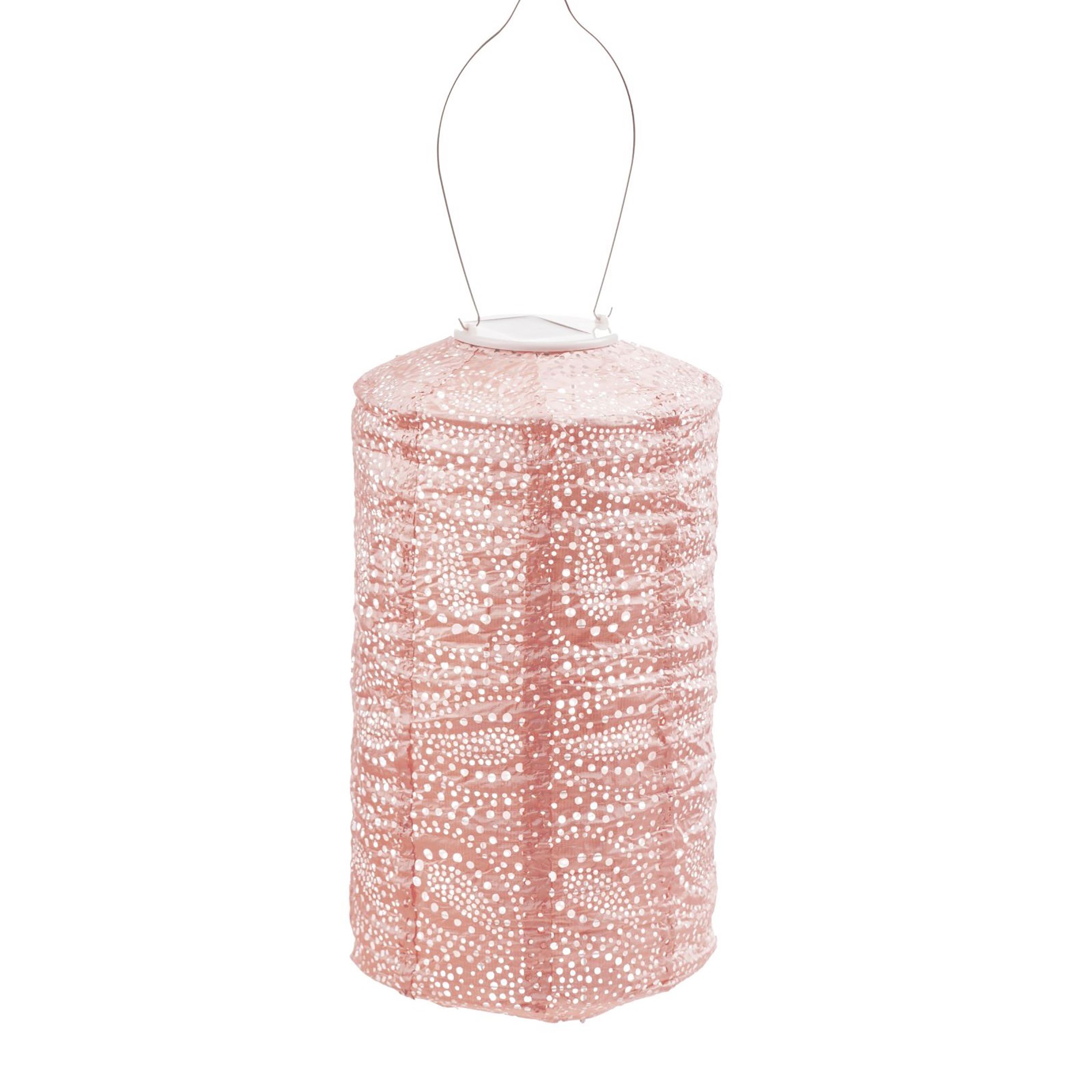 Fallen Fruits Cylinder Paisley Solar Lantern Pink