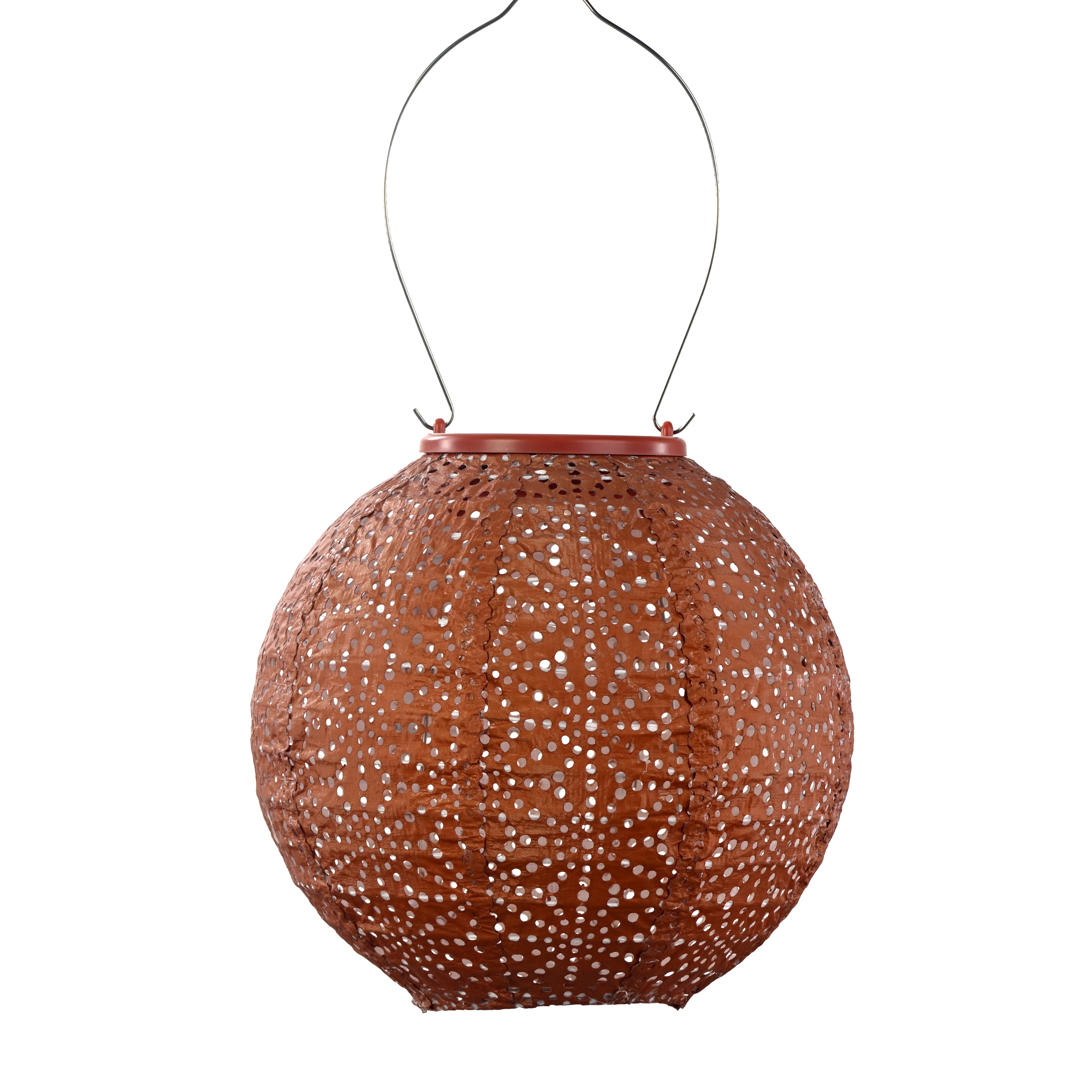 Fallen Fruits Round Sashiko Solar Lantern Copper