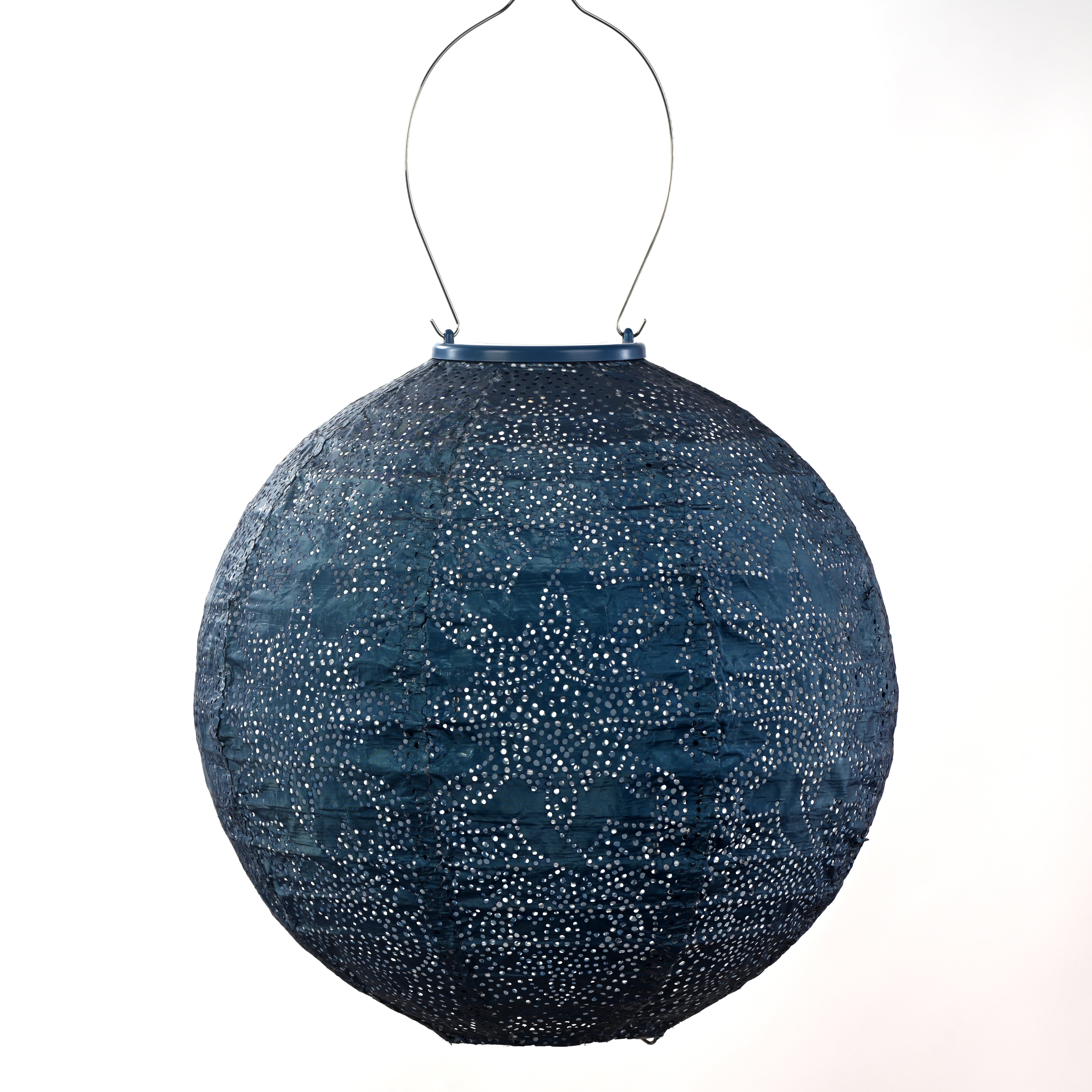 Fallen Fruits Round Marrakesh Solar Lantern Blue